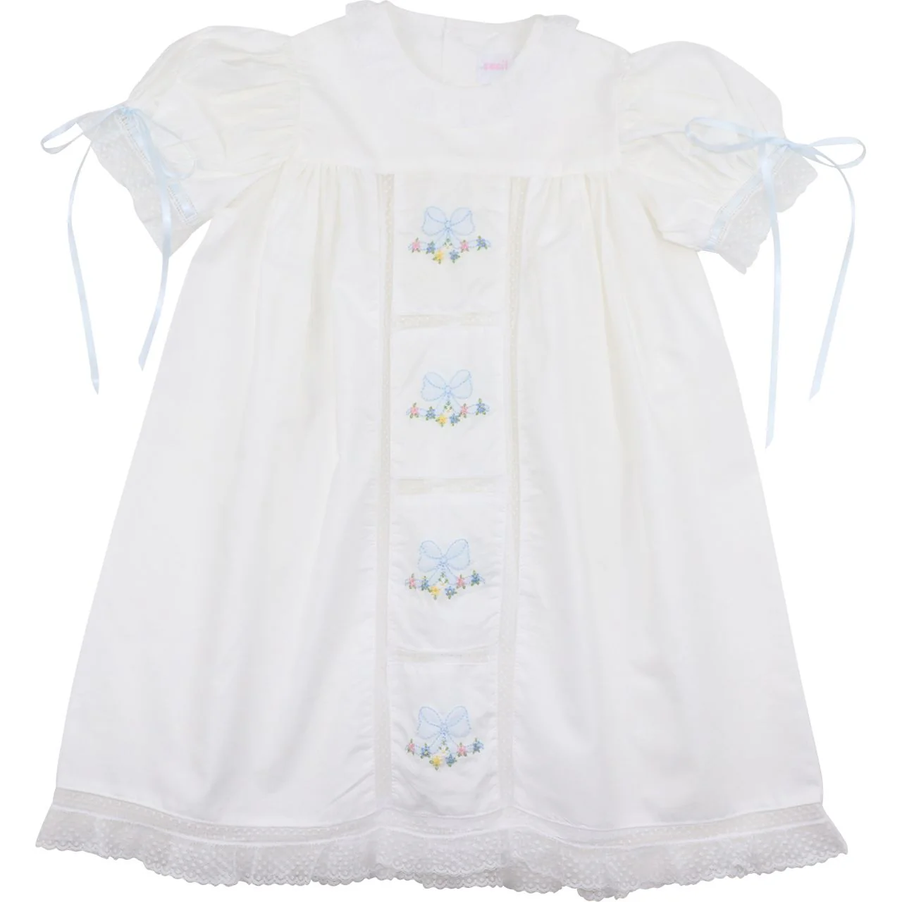 Embroidered Flower And Bow Heirloom Dress