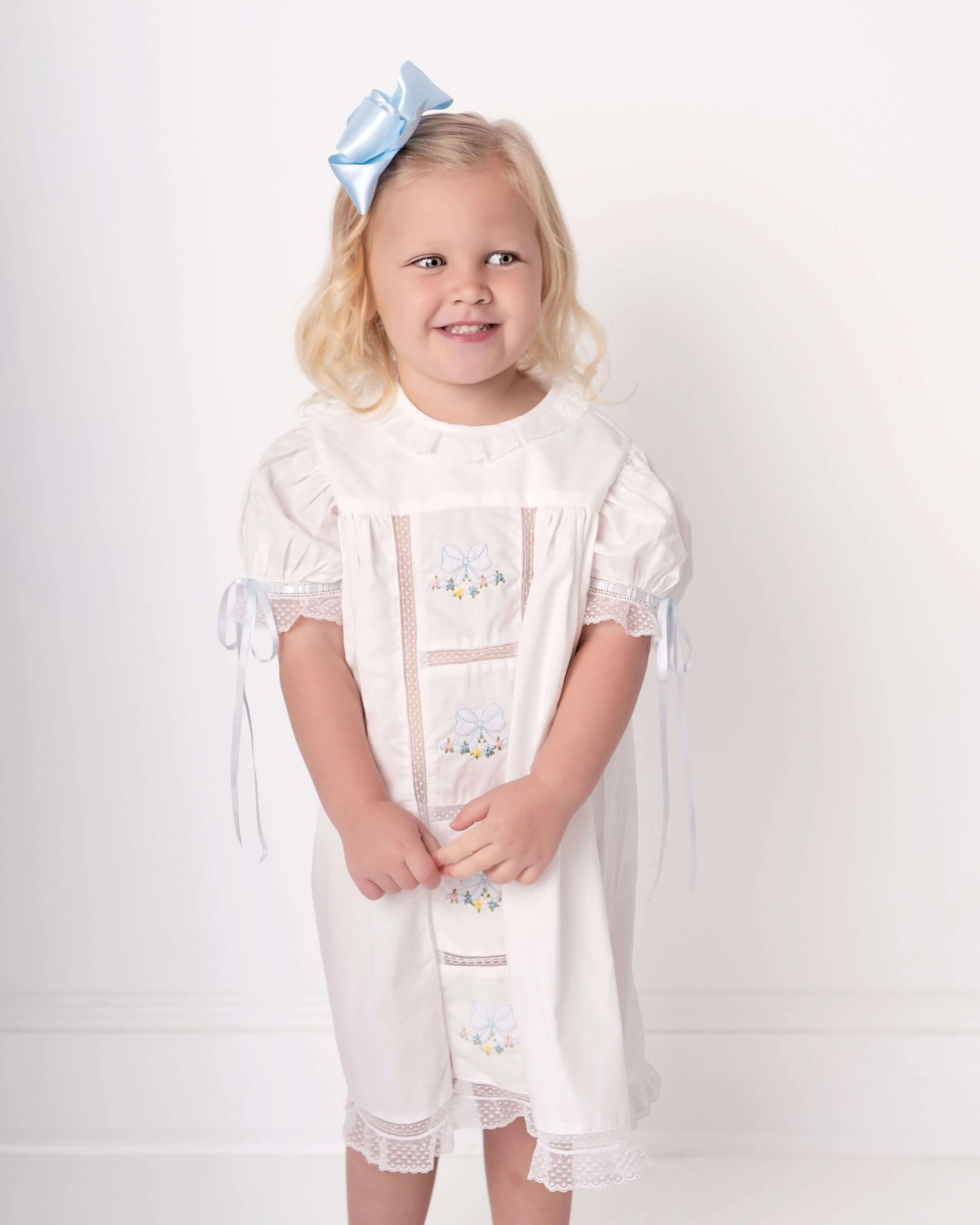 Embroidered Flower And Bow Heirloom Dress - Image 2