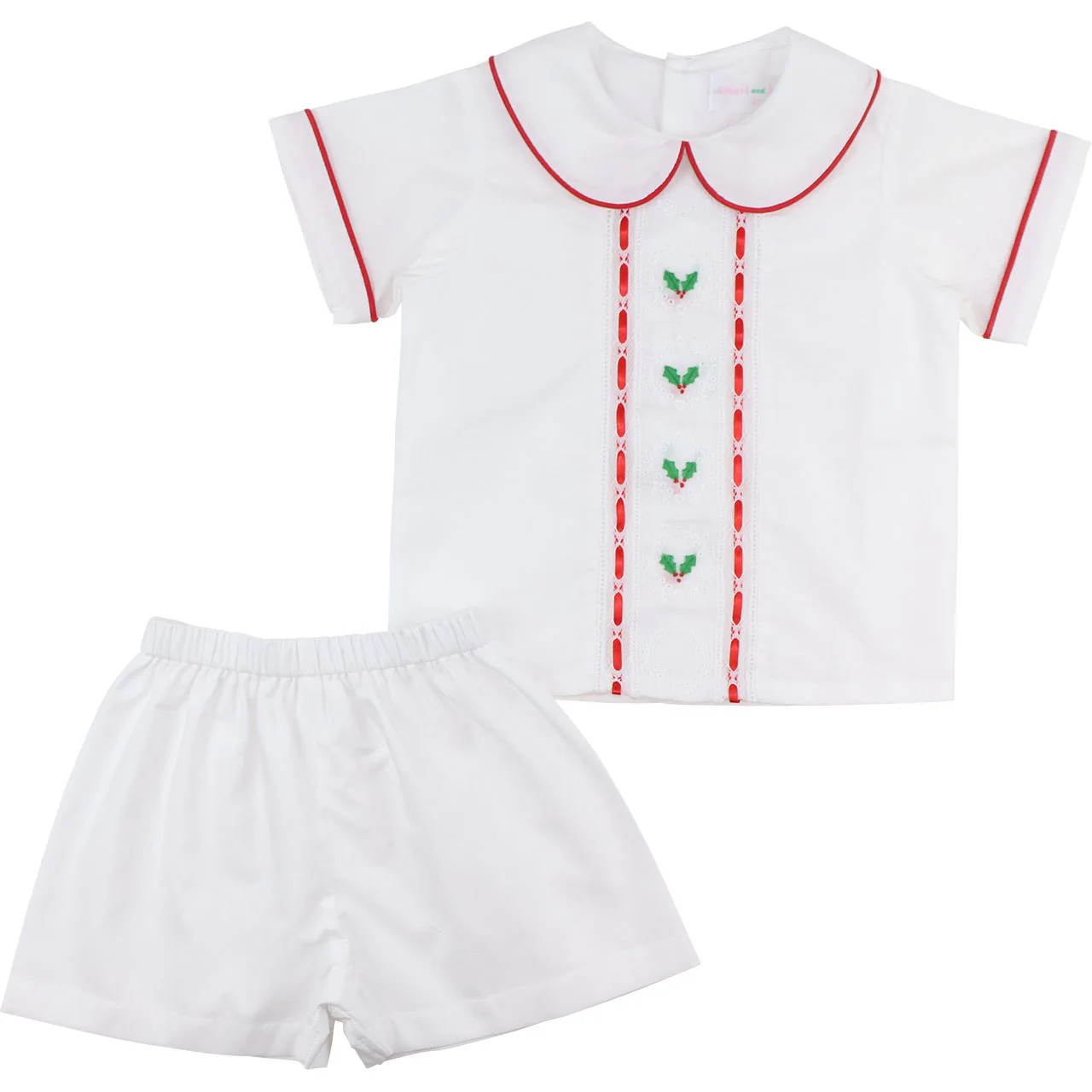 Embroidered Holly Heirloom Short Set