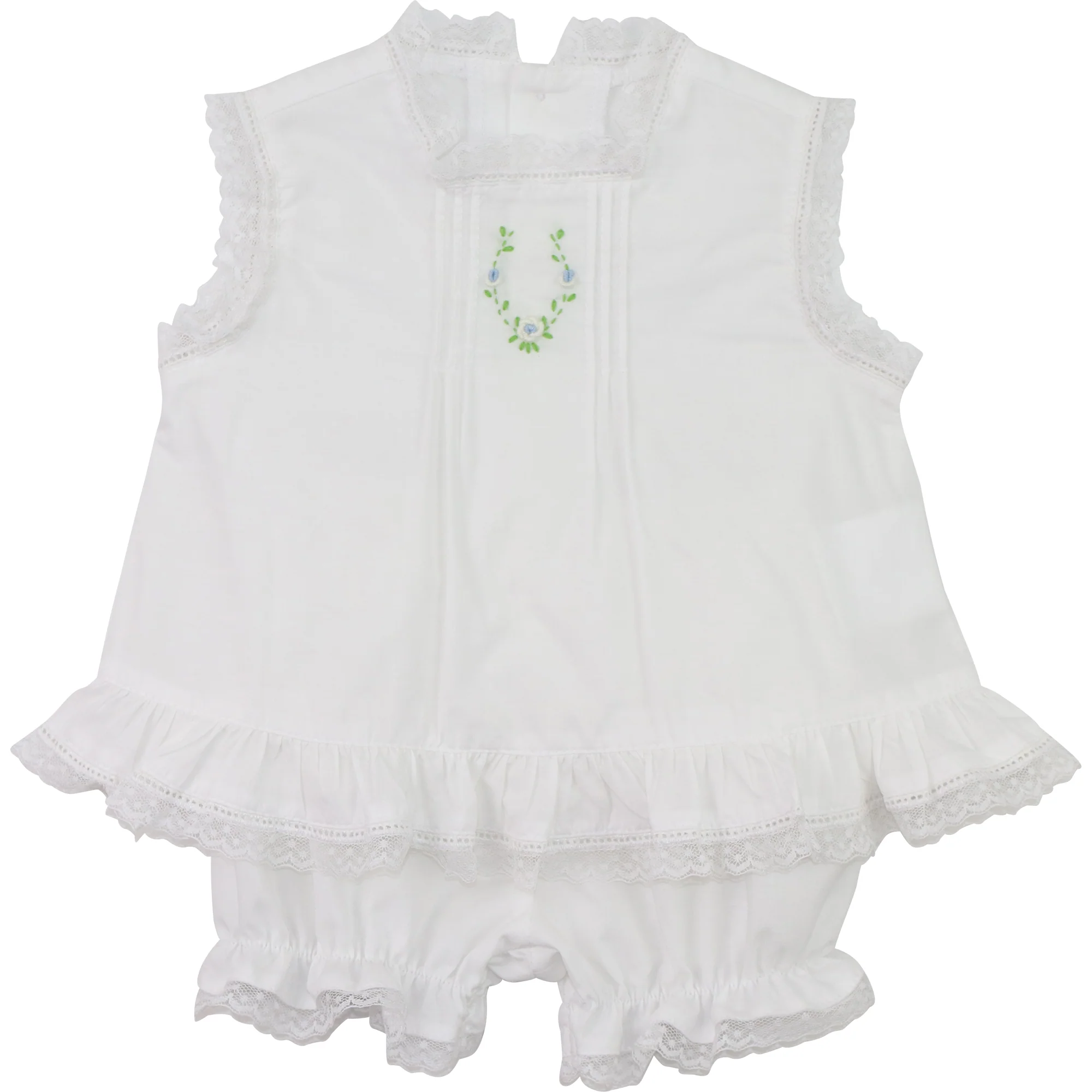 Embroidered Lace Trim Diaper Set