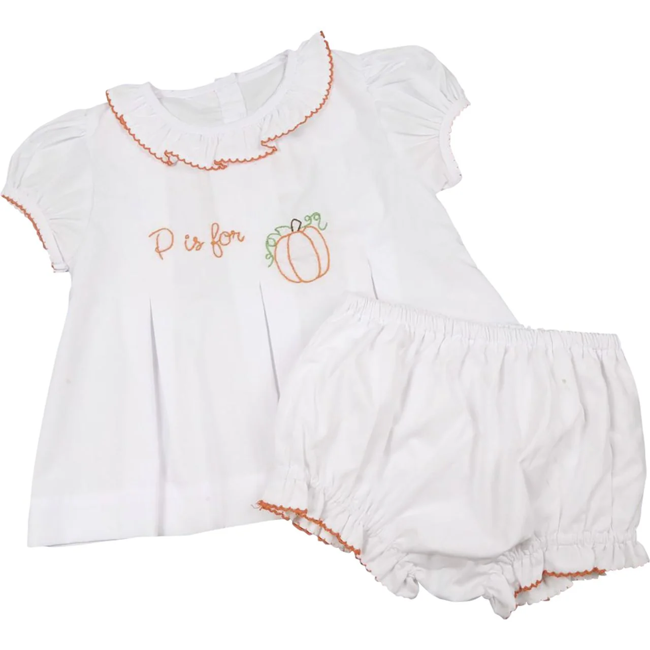 Embroidered "P is for Pumpkin" Diaper Set