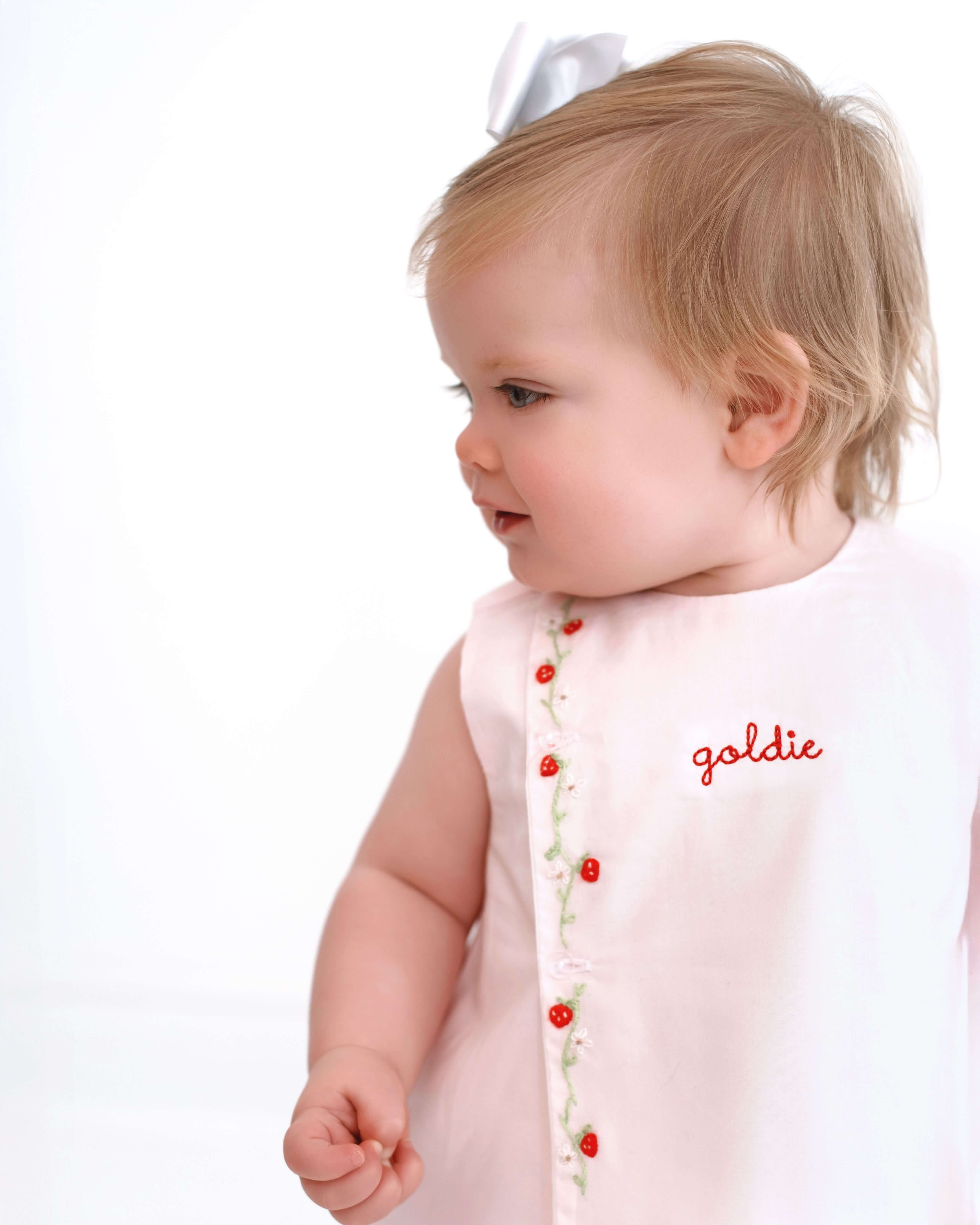 Embroidered Strawberry Vine Diaper Set - Image 2