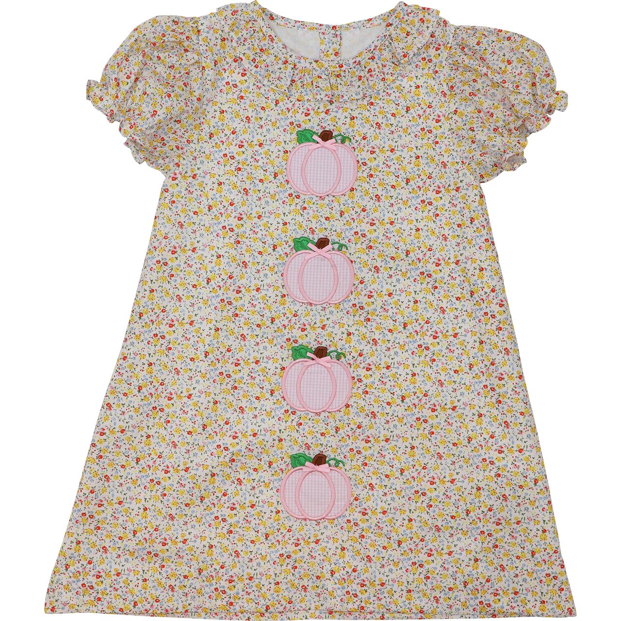 Fall Floral Applique Pumpkins Dress