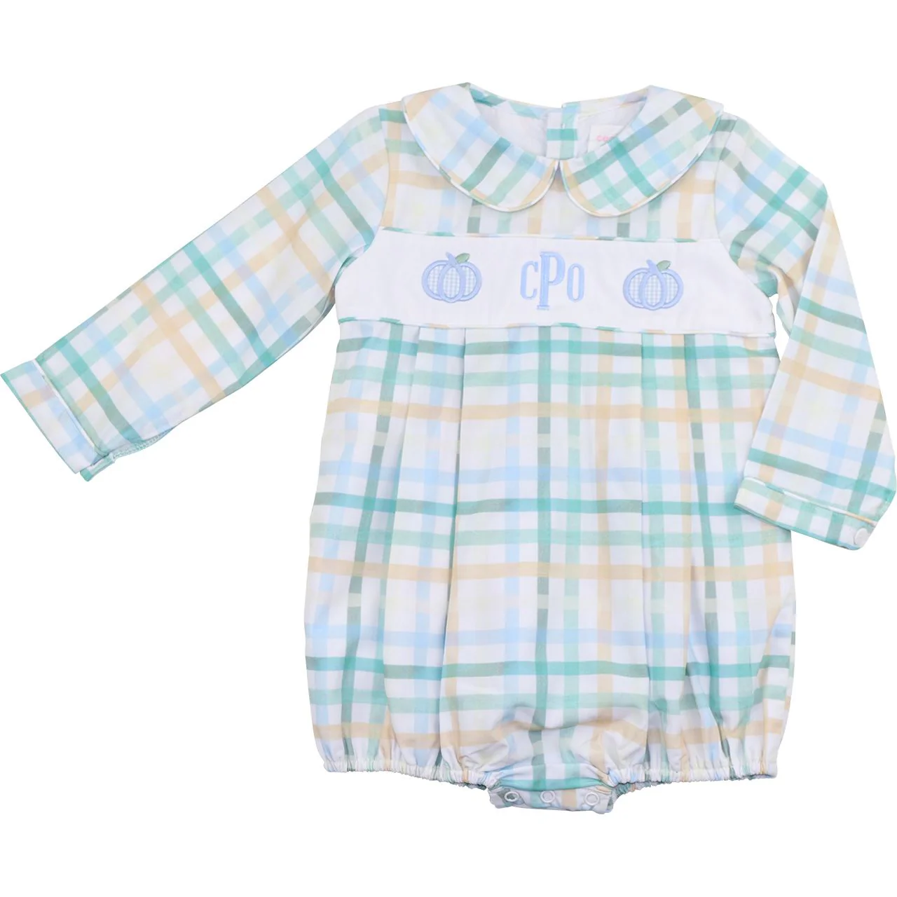 Fall Plaid Applique Pumpkin Bubble
