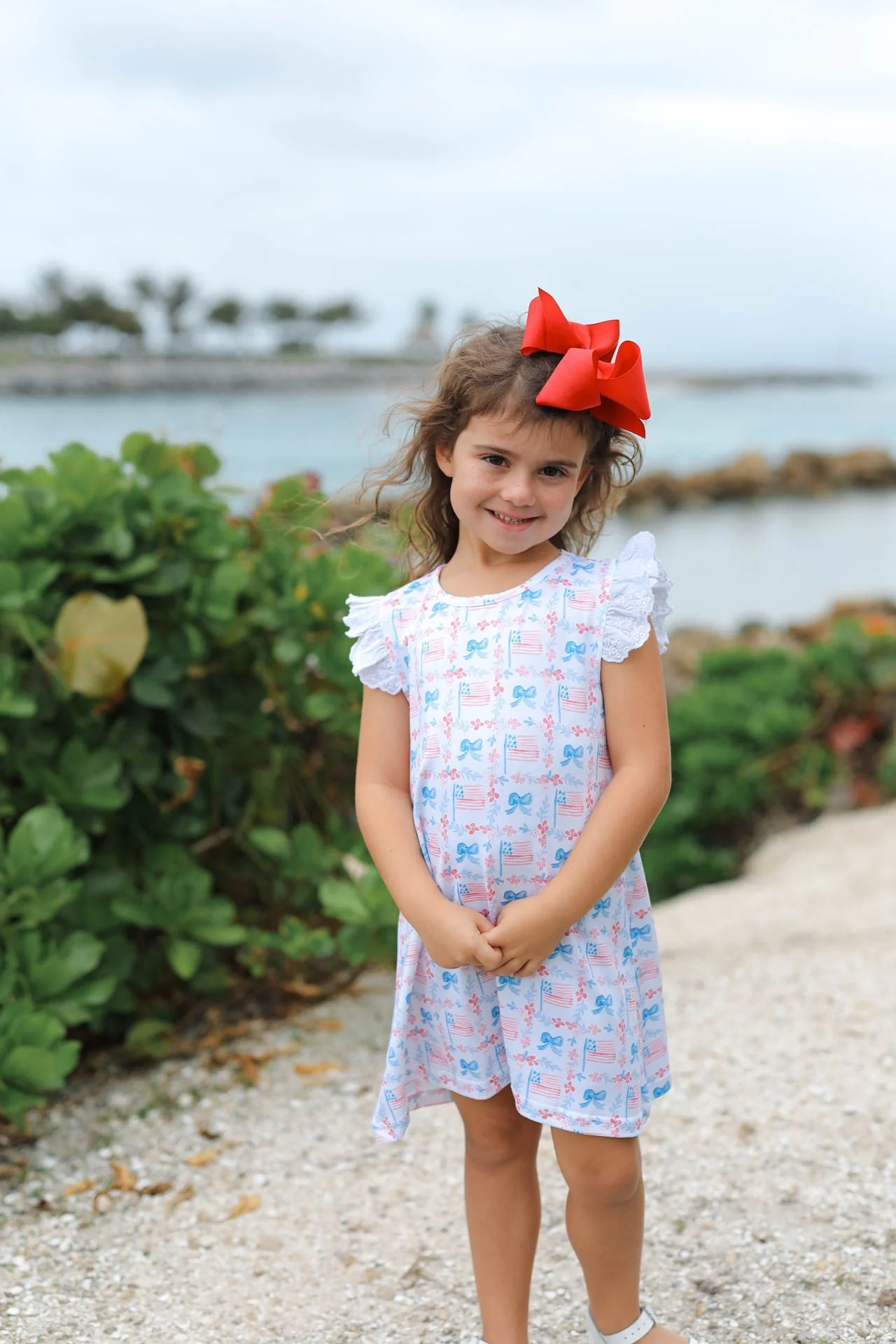 Flag And Bow Print Knit Dress - Image 2