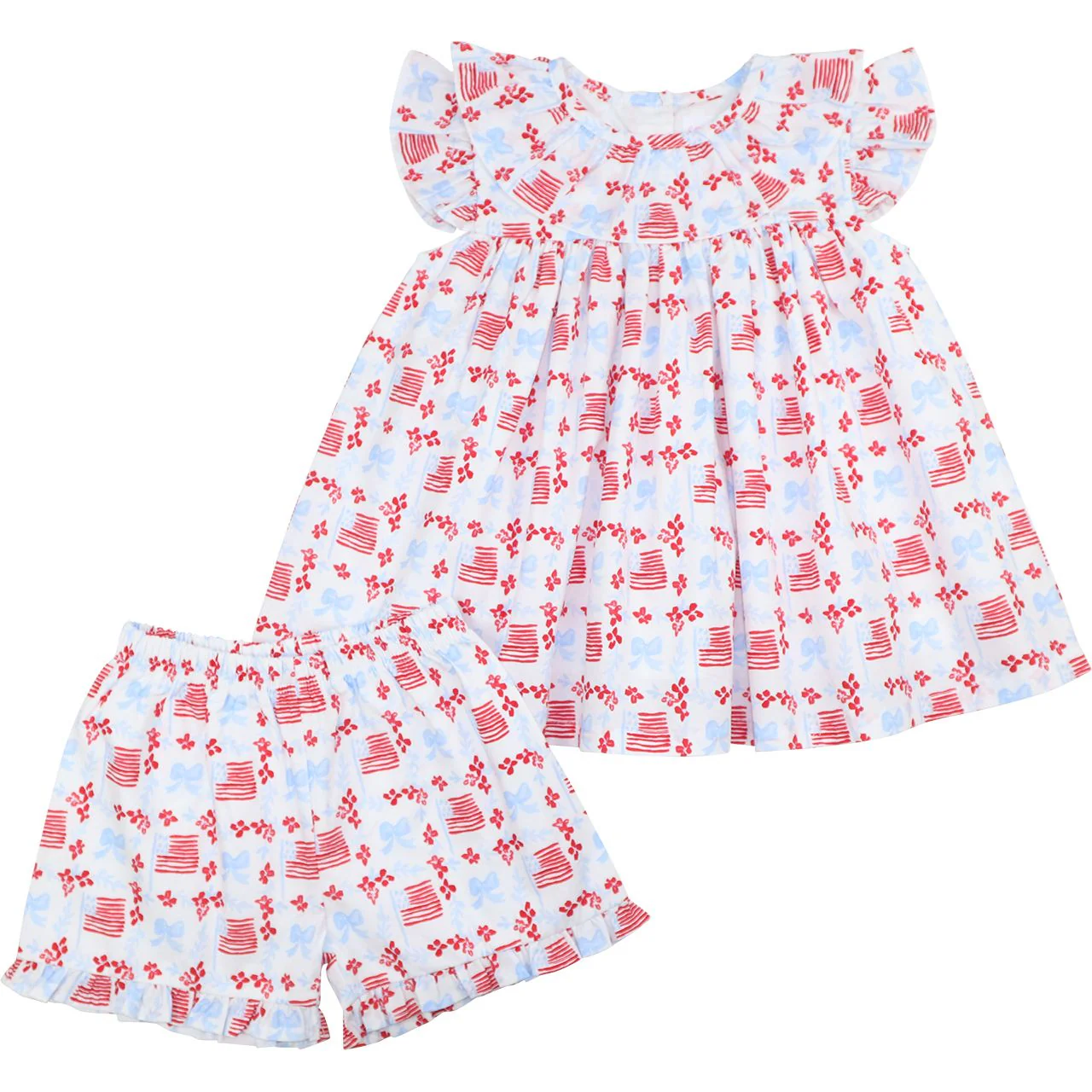 Flag And Bow Print Short Set - Image 2