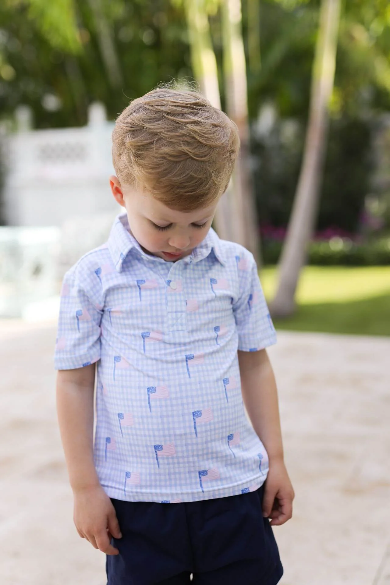 Flag Print Knit Polo Shirt - Image 2