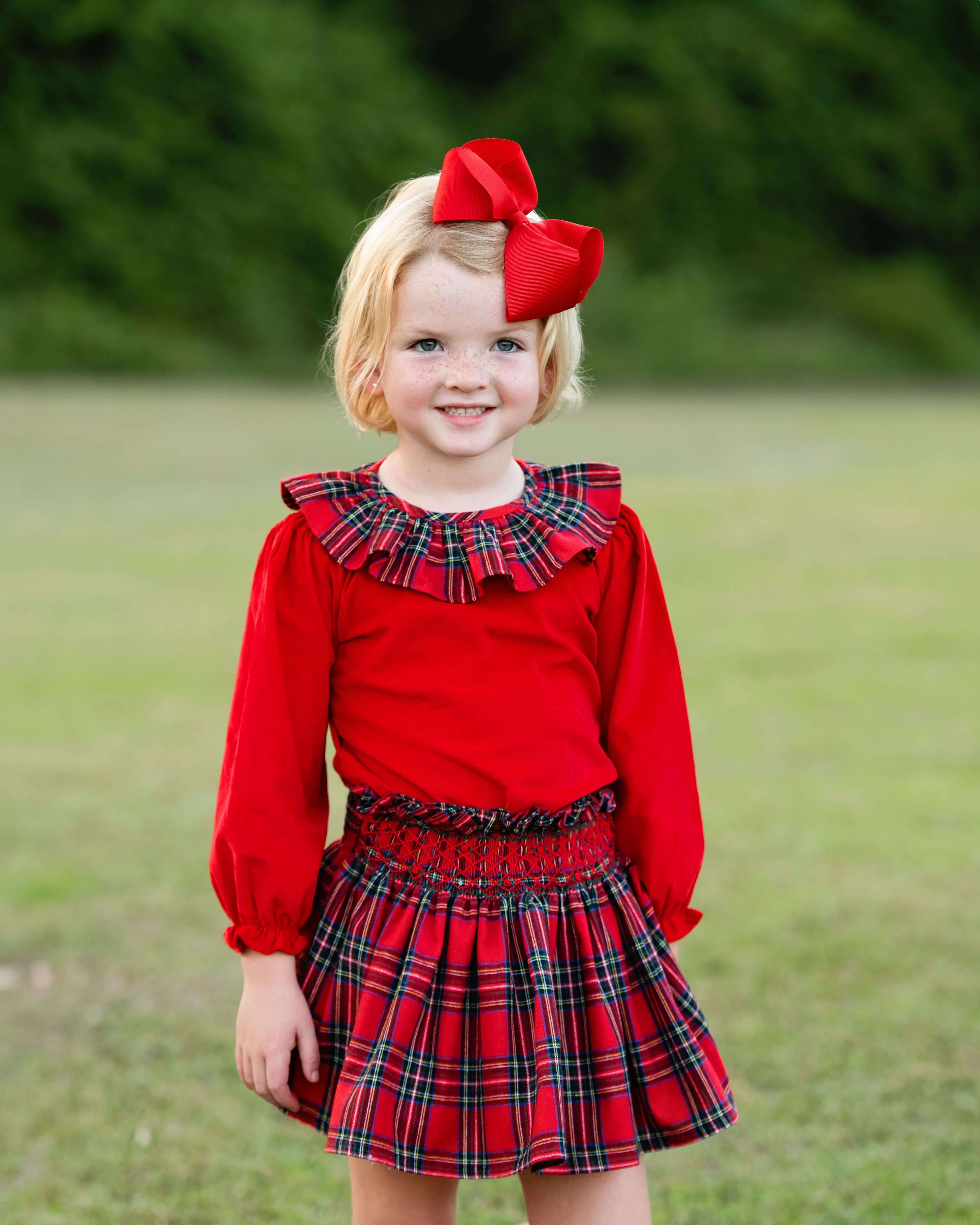 Flannel Plaid Smocked Skirt Set - Image 2