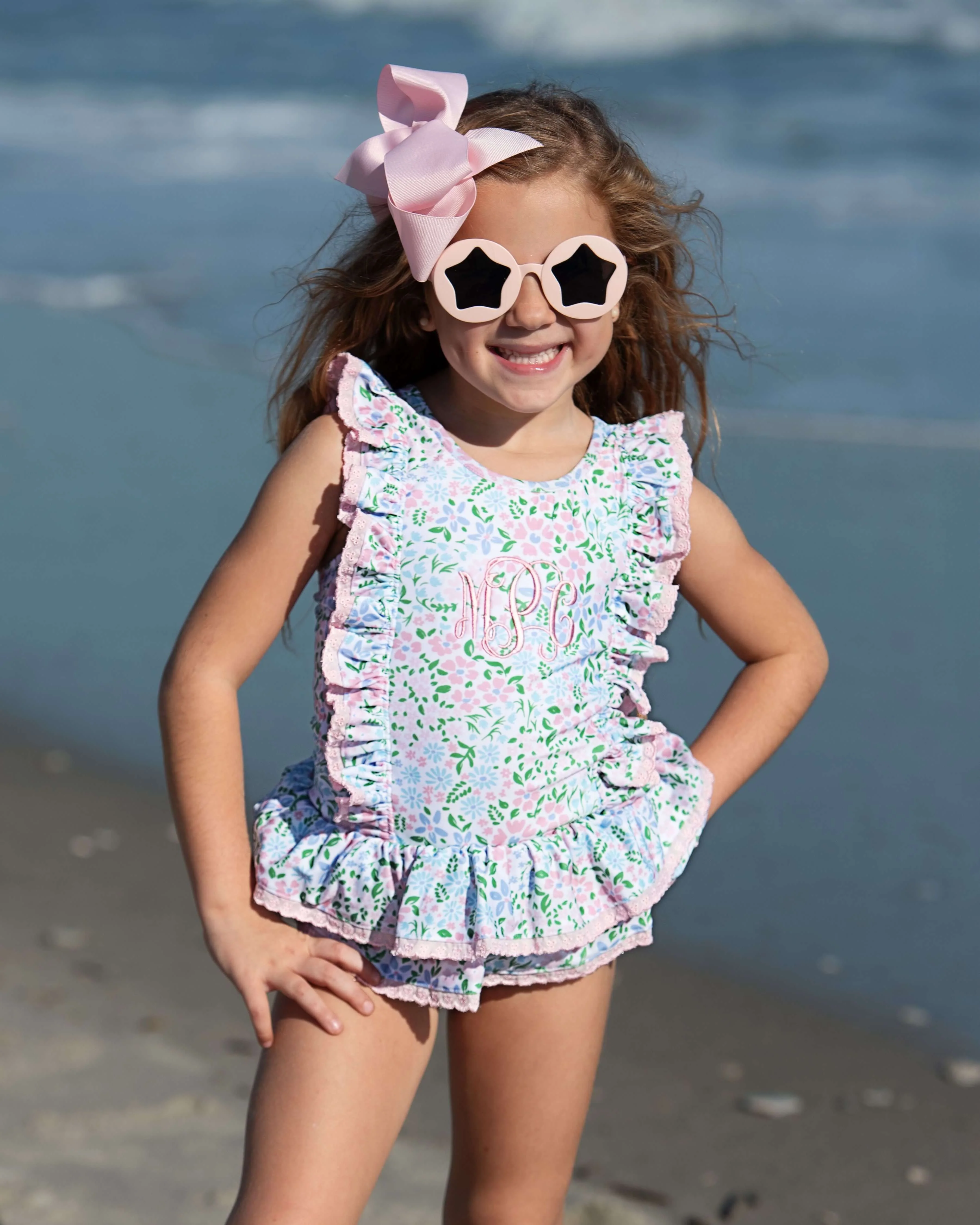 Floral Print Eyelet Swimsuit - Image 2