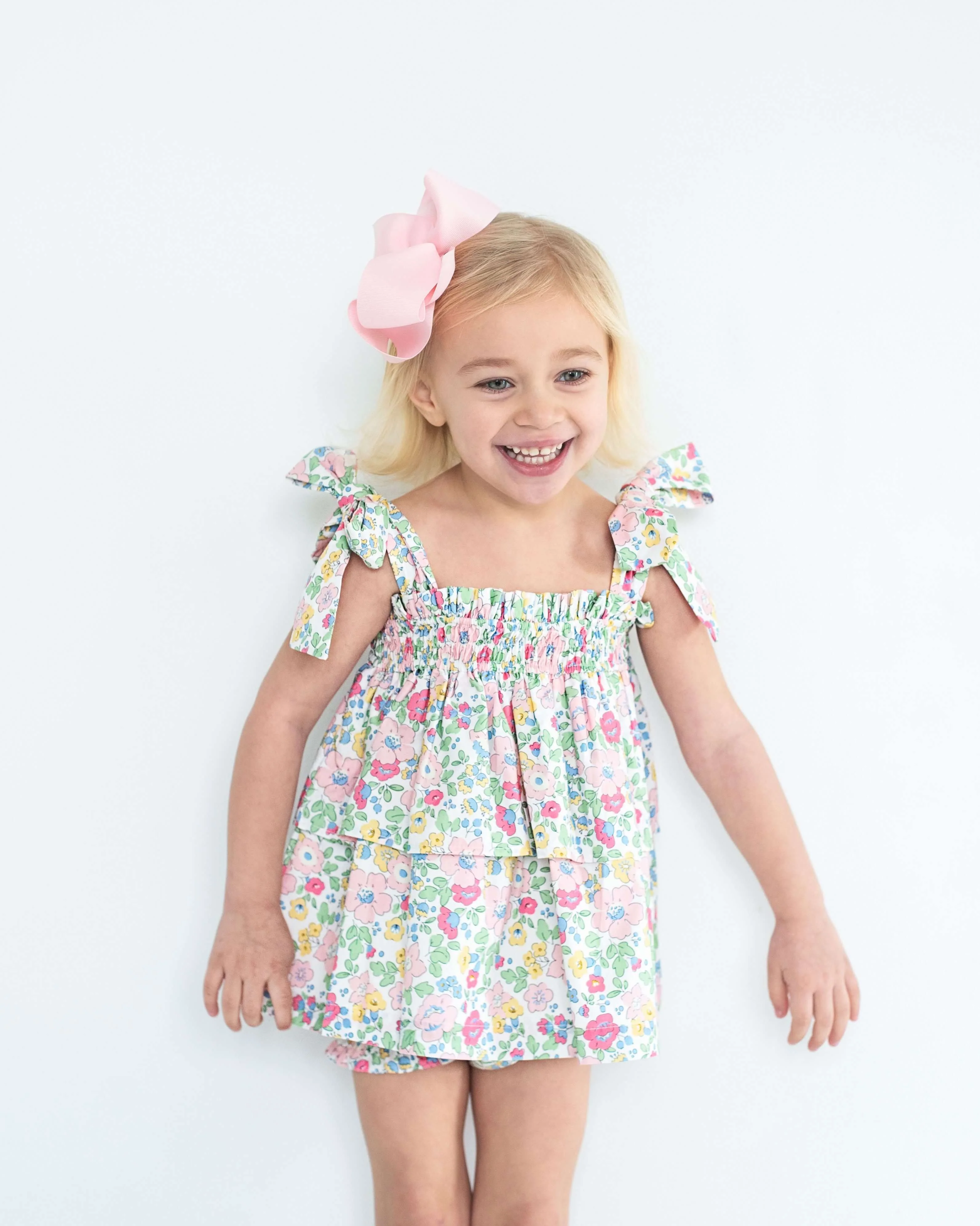 Floral Seersucker Shoulder Tie Diaper Set - Image 2