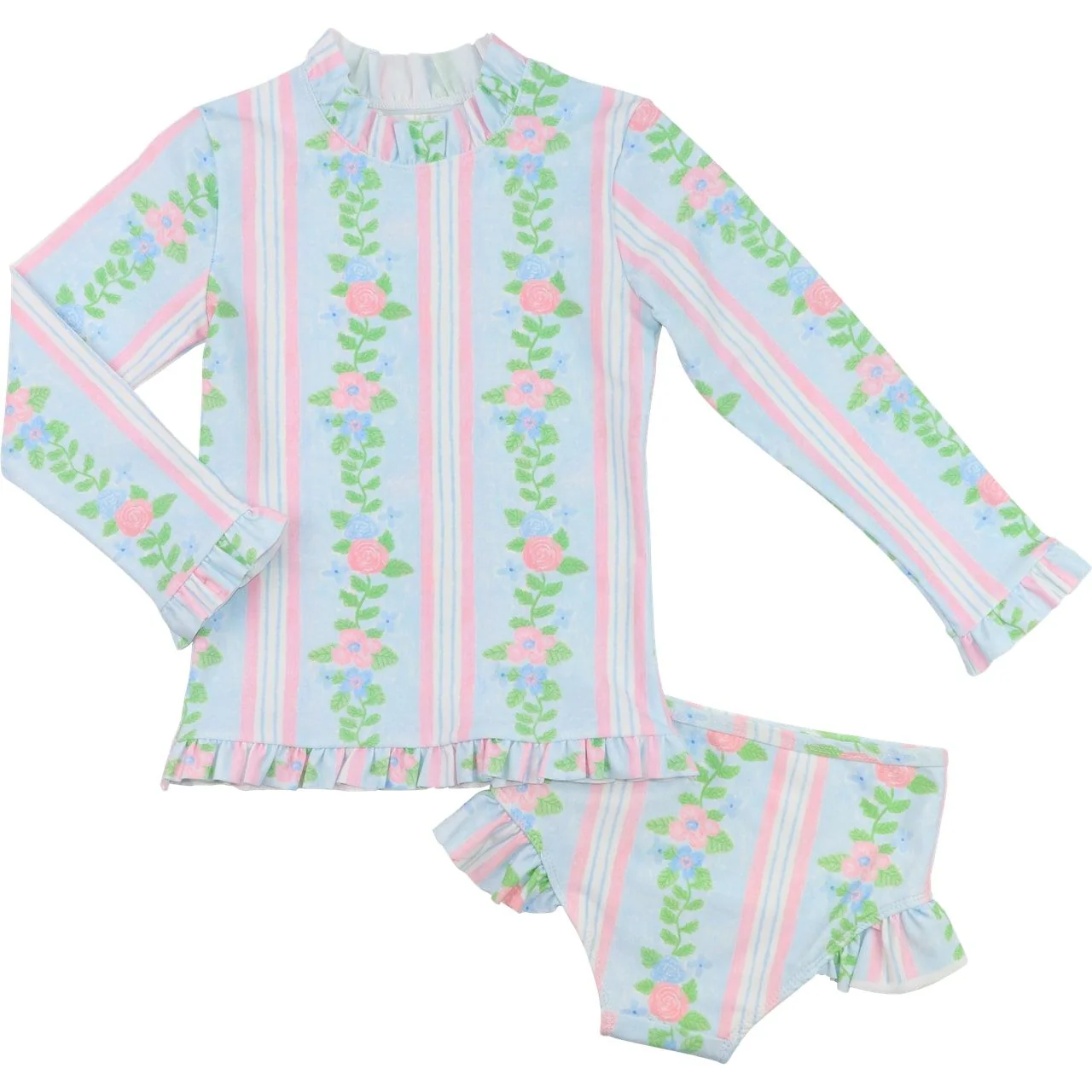 Floral Vine Rashguard Swim Set