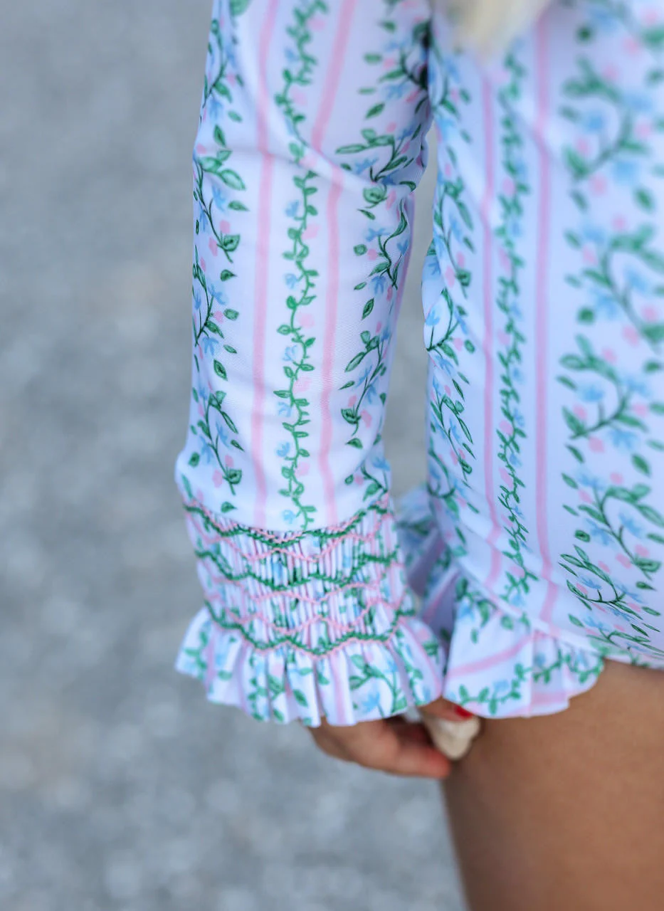 Floral Vines Smocked Swimsuit - Image 3