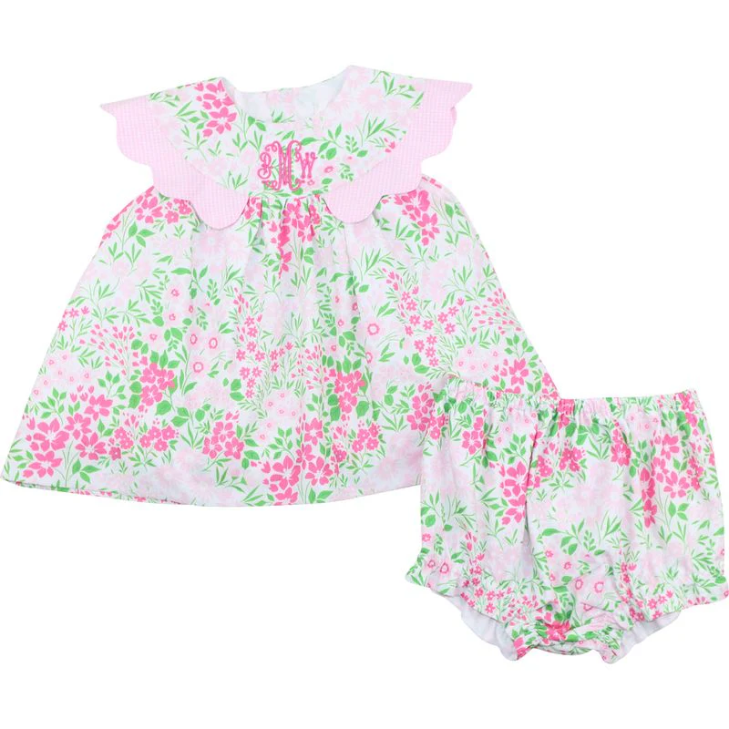 Flower Scalloped Collar Diaper Set - Image 2