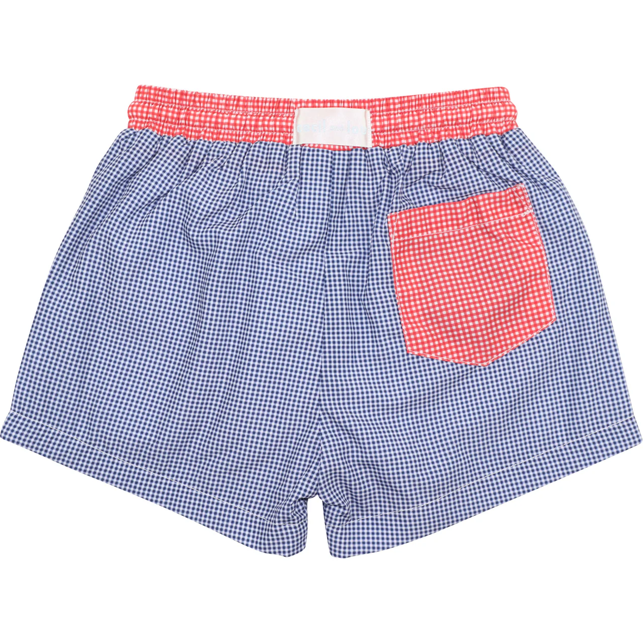 Gingham Smocked Flag Swim Trunks - Image 2
