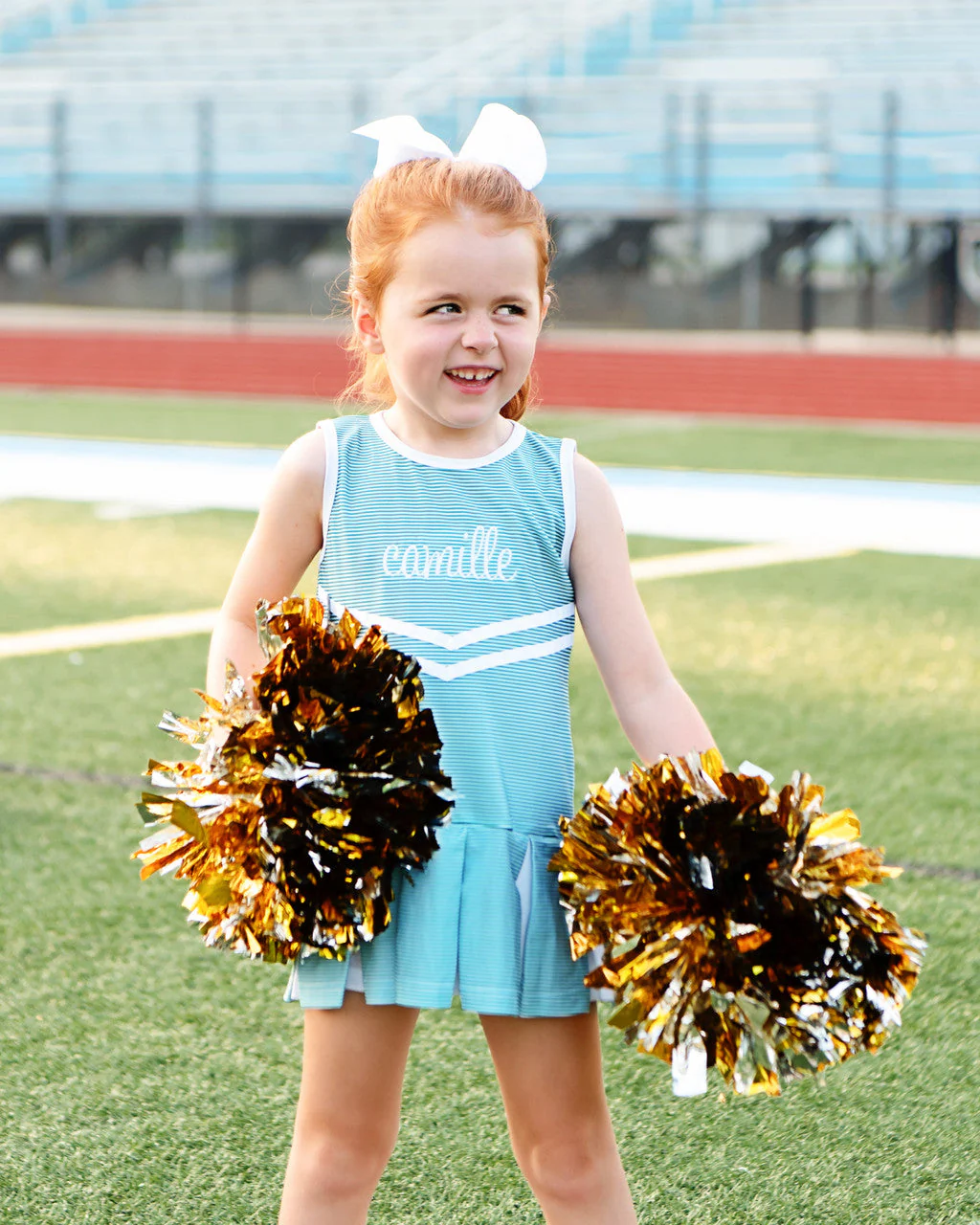Green Striped Lycra Tennis/Cheer Dress - Image 3