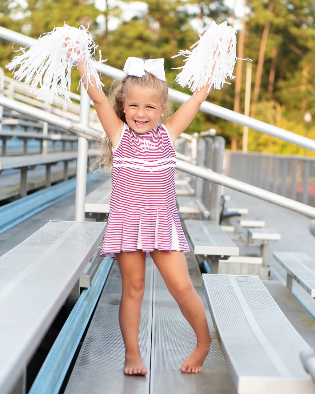 Maroon Sriped Lycra Tennis/Cheer Dress - Image 3
