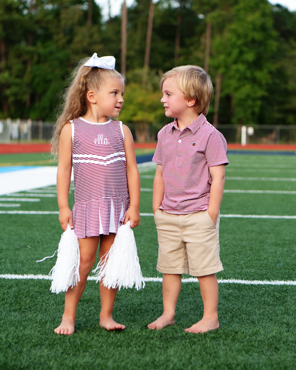 Maroon Sriped Lycra Tennis/Cheer Dress - Image 4