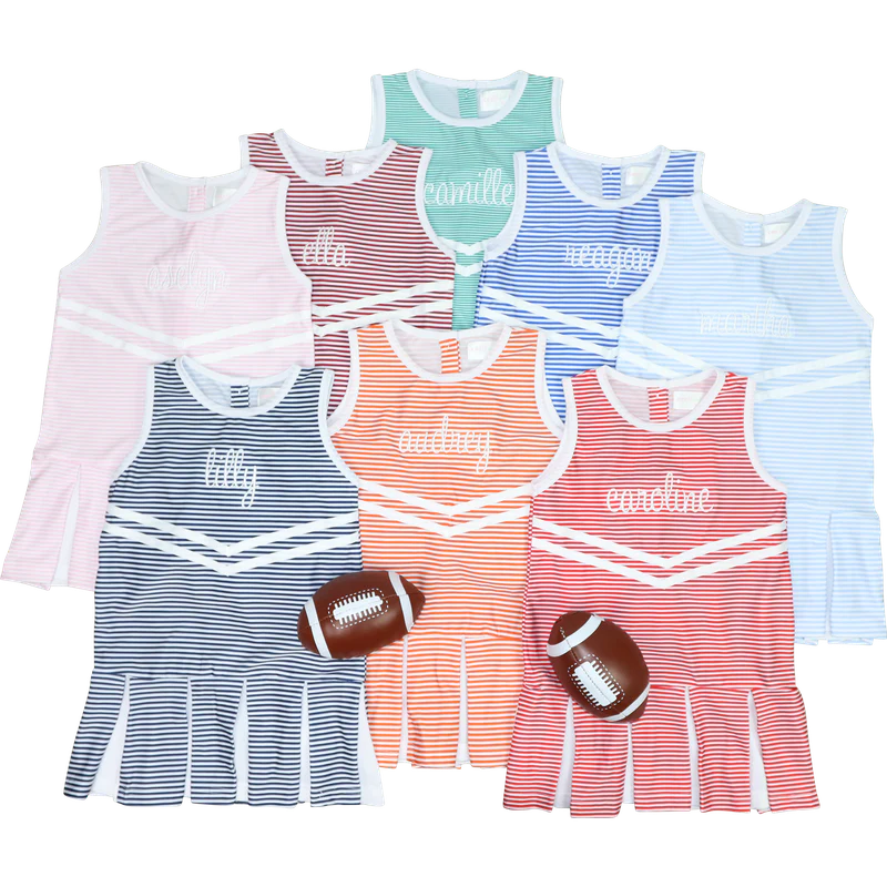 Navy Striped Lycra Tennis/Cheer Dress - Image 4