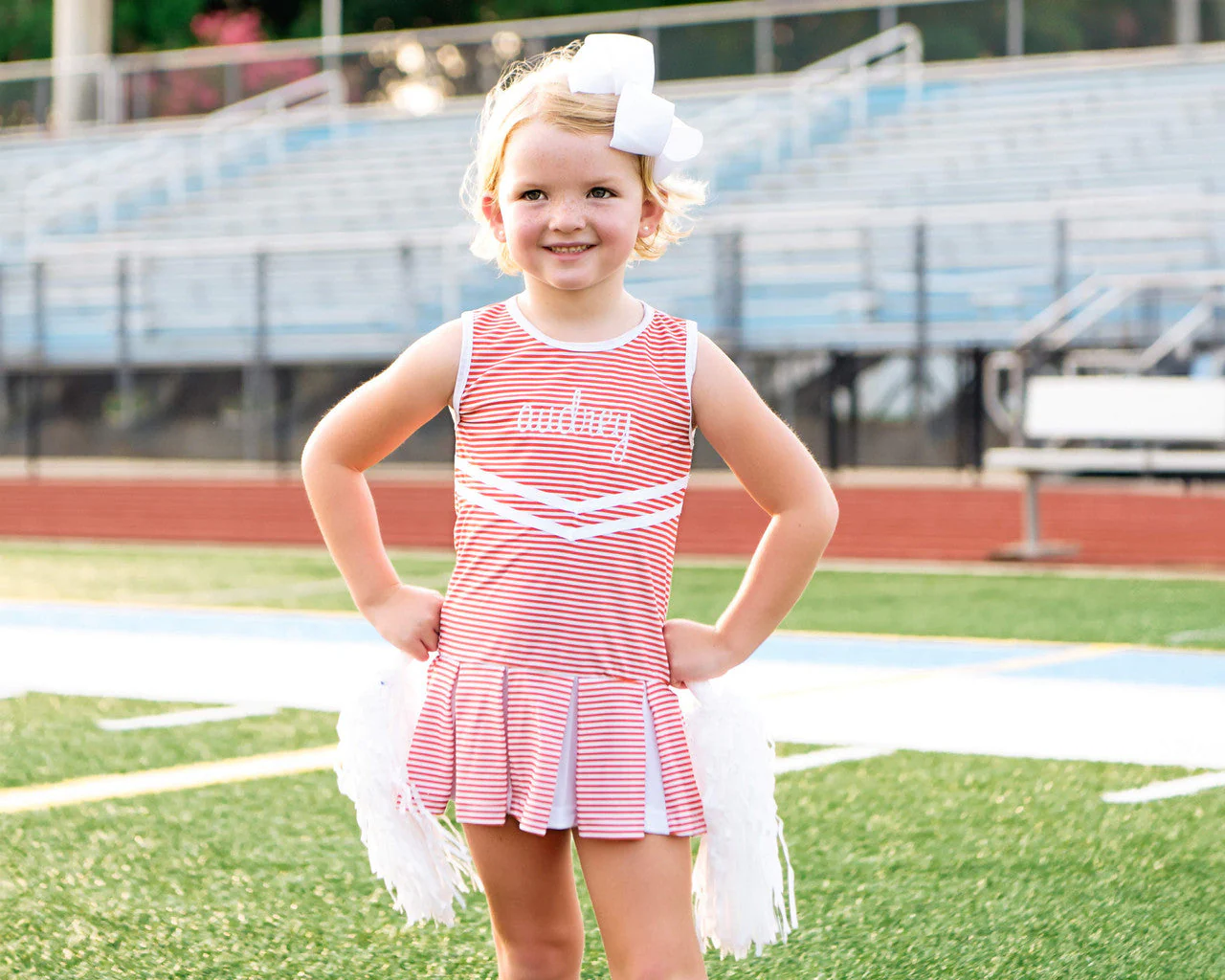 Orange Striped Lycra Tennis/Cheer Dress - Image 3