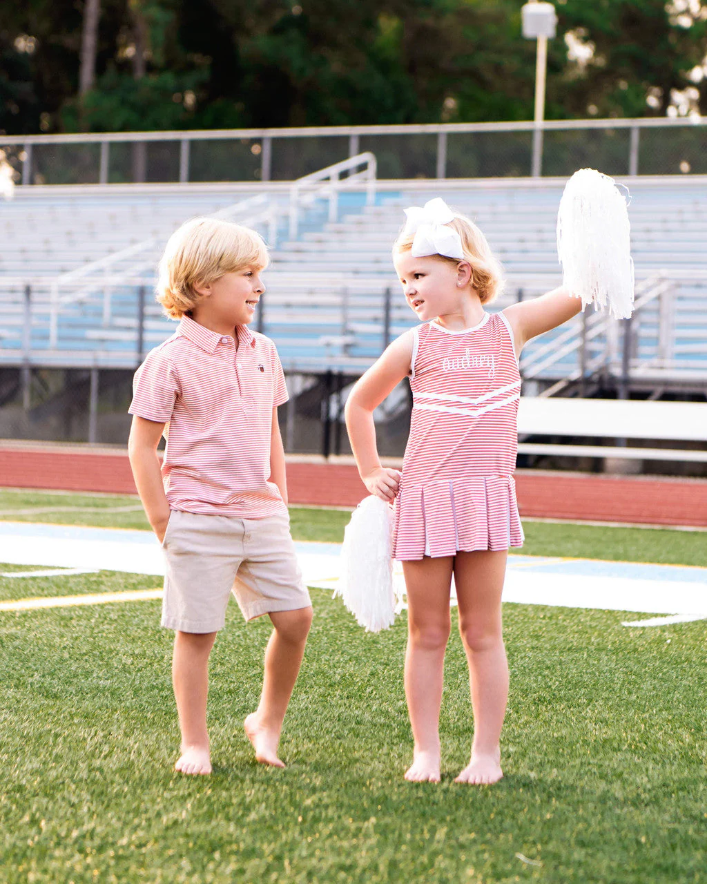 Orange Striped Lycra Tennis/Cheer Dress - Image 4