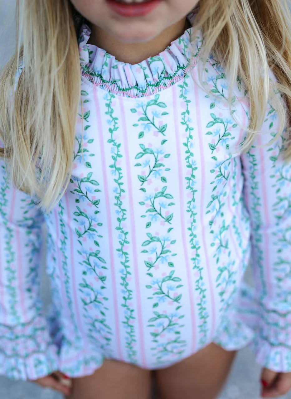 Pink And Green Floral Vines Swimsuit - Image 3