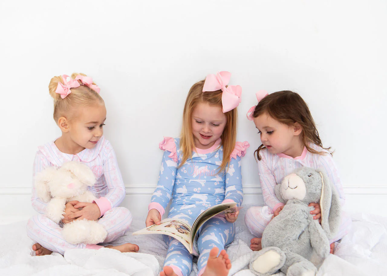 Pink Bunny And Bow Knit Zipper Pajamas - Image 6