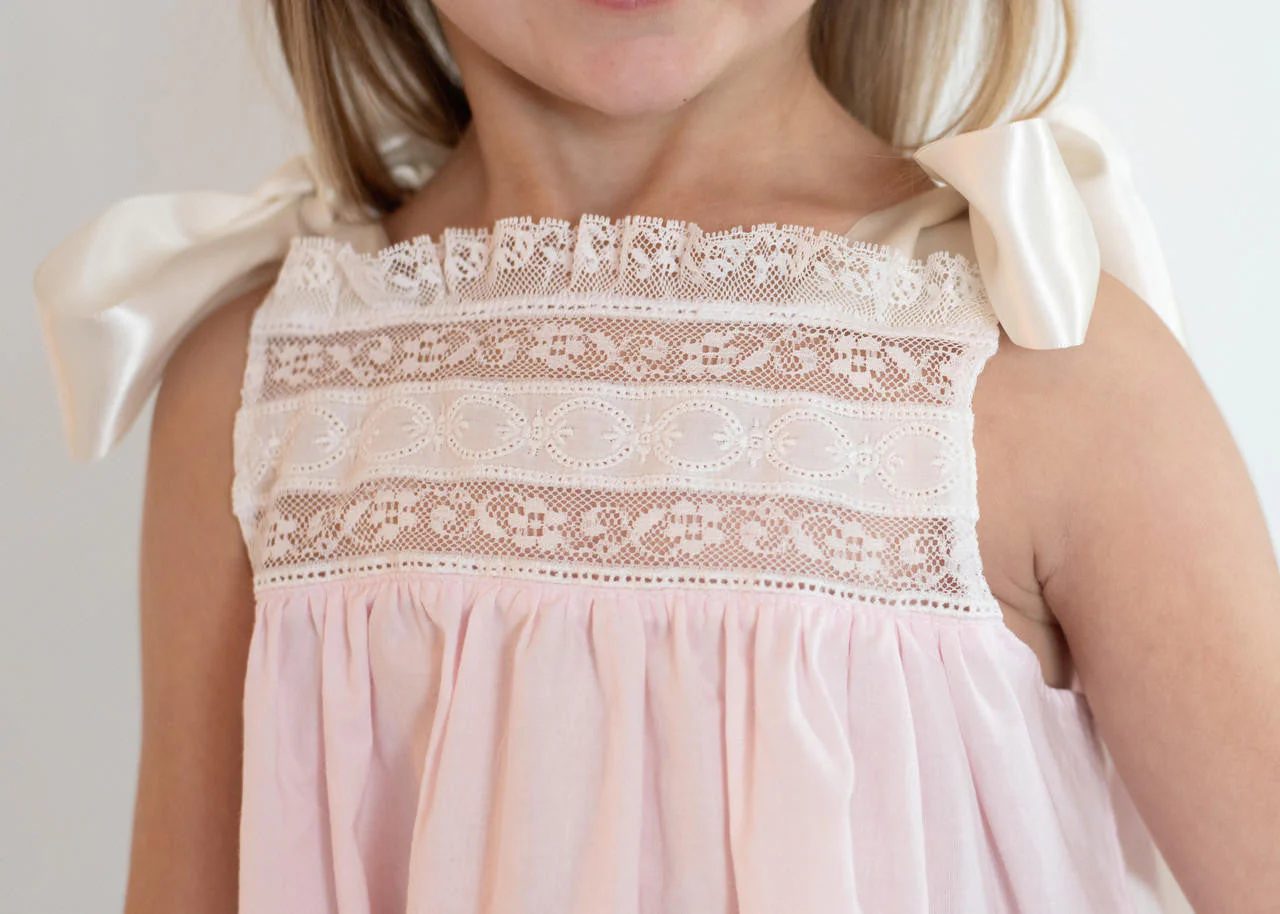 Pink Heirloom Satin Shoulder Tie Diaper Set - Image 3