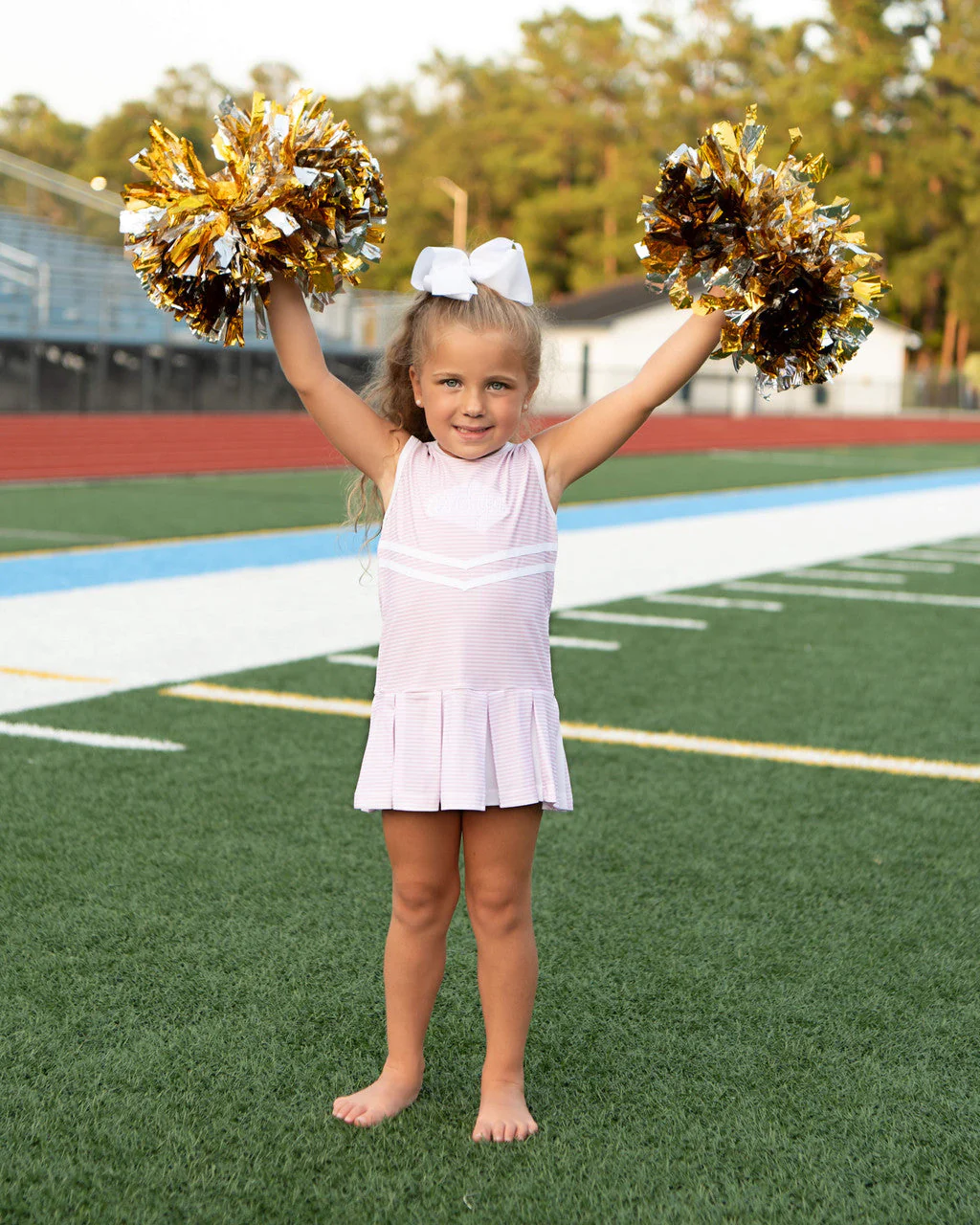 Pink Striped Lycra Tennis/Cheer Dress - Image 3