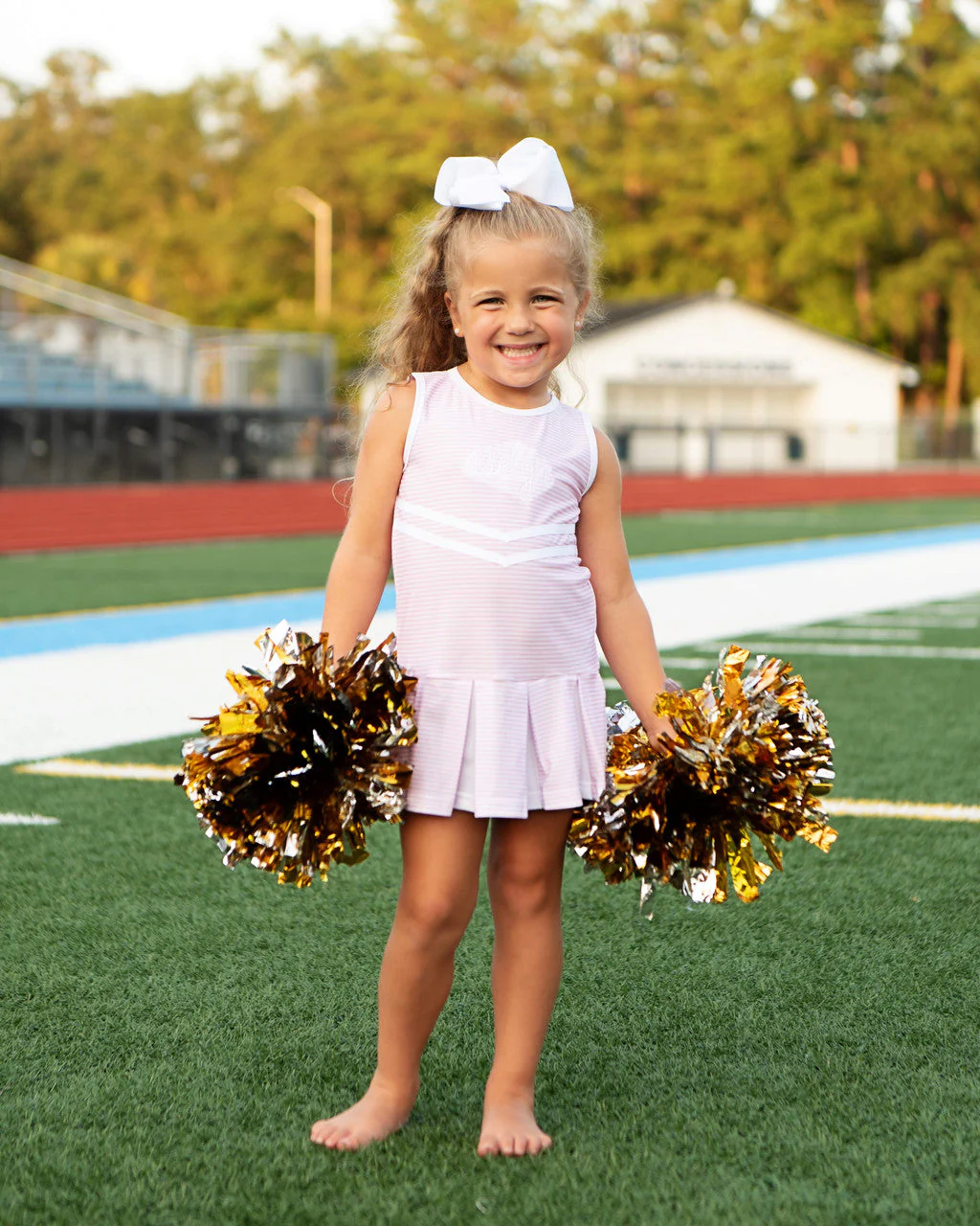 Pink Striped Lycra Tennis/Cheer Dress - Image 4
