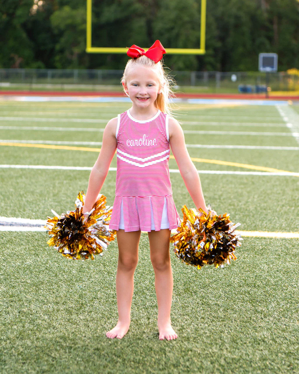Red Striped Lycra Tennis/Cheer Dress - Image 3