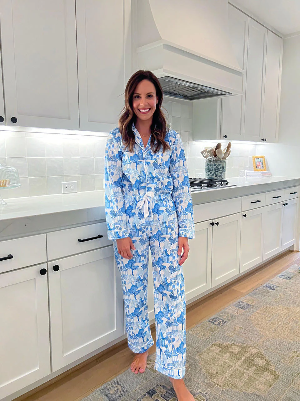 Women's Blue Pagoda Knit Pajamas - Image 2