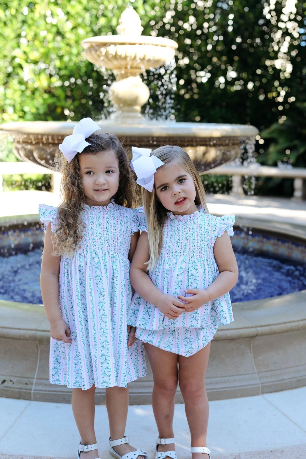 Green And Pink Floral Vines Smocked Dress - Image 2