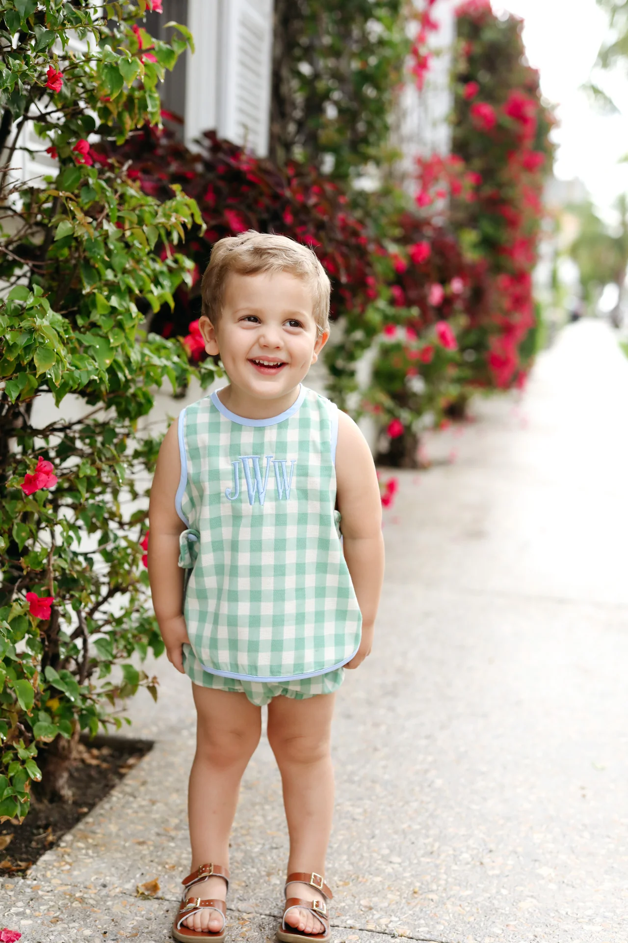 Green Linen Check Diaper Set - Image 2
