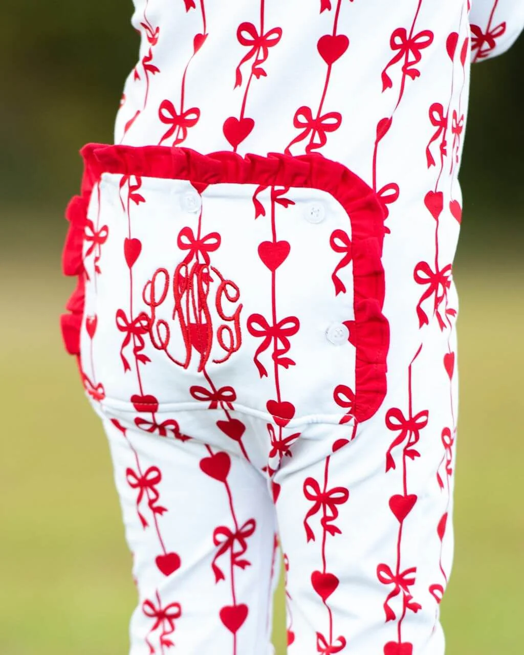 Heart And Bow Ribbon Knit Zipper Pajamas - Image 3