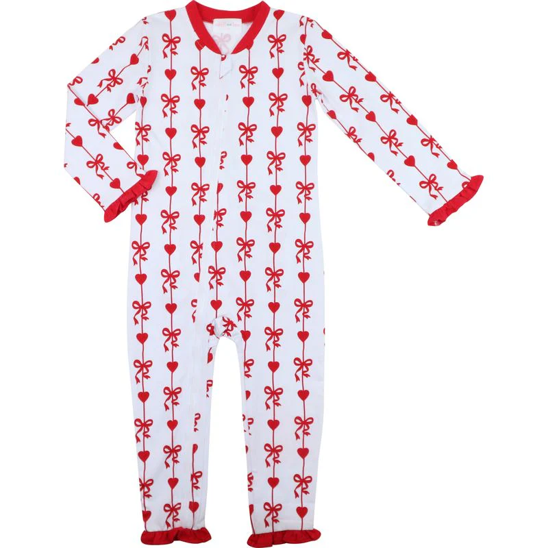 Heart And Bow Ribbon Knit Zipper Pajamas - Image 4