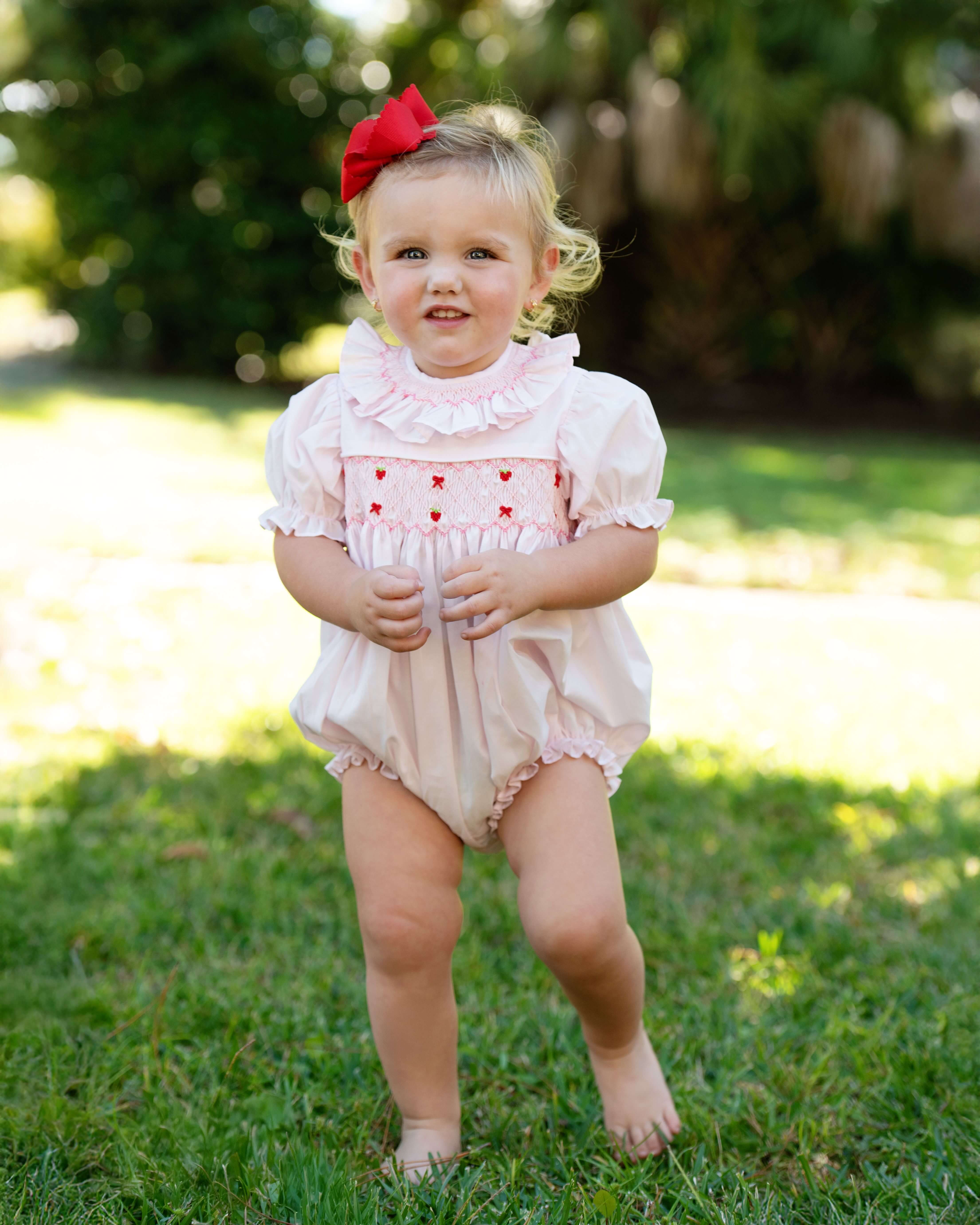 Heirloom Smocked Strawberry And Bow Bubble - Image 2