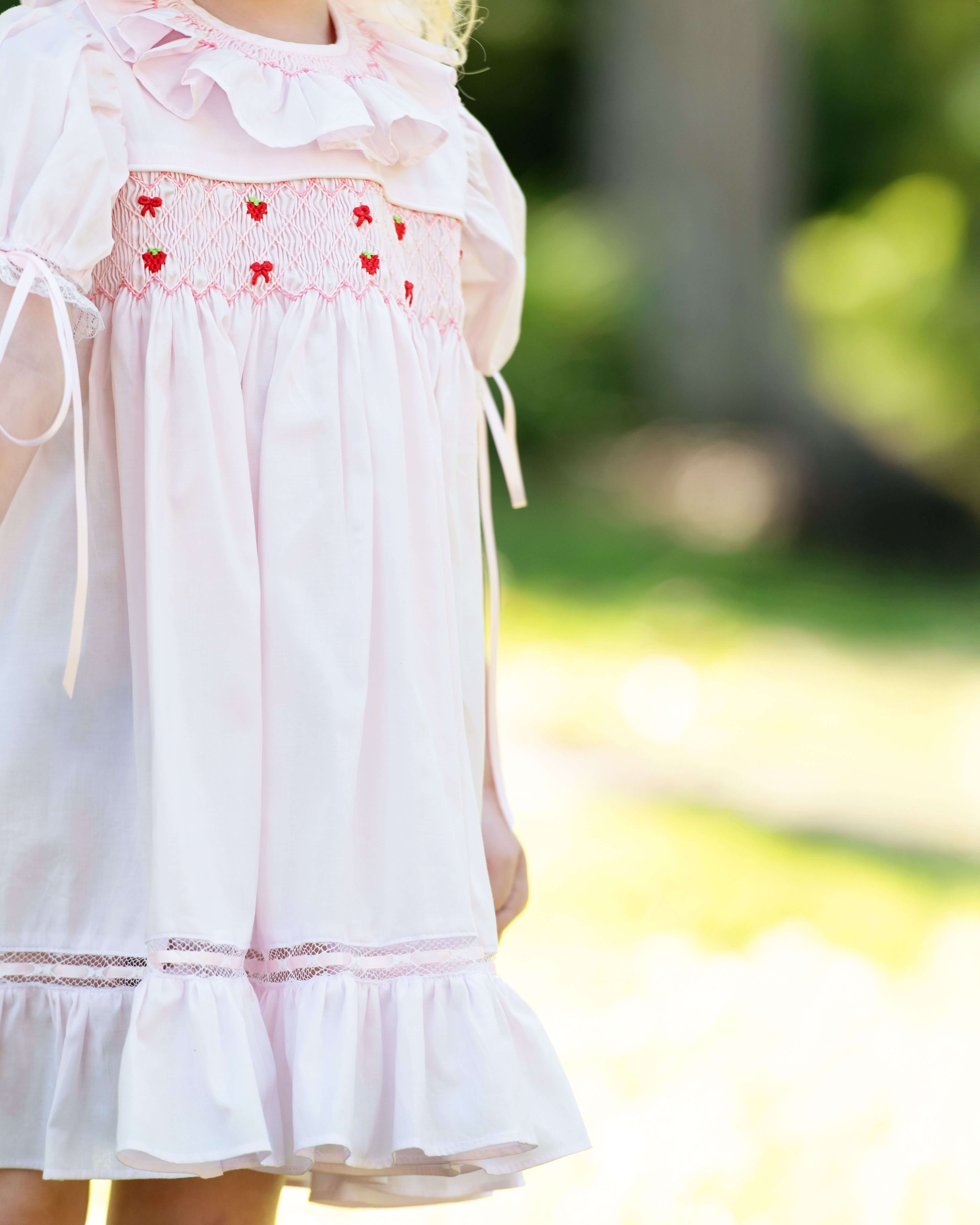 Heirloom Smocked Strawberry And Bow Dress - Image 2