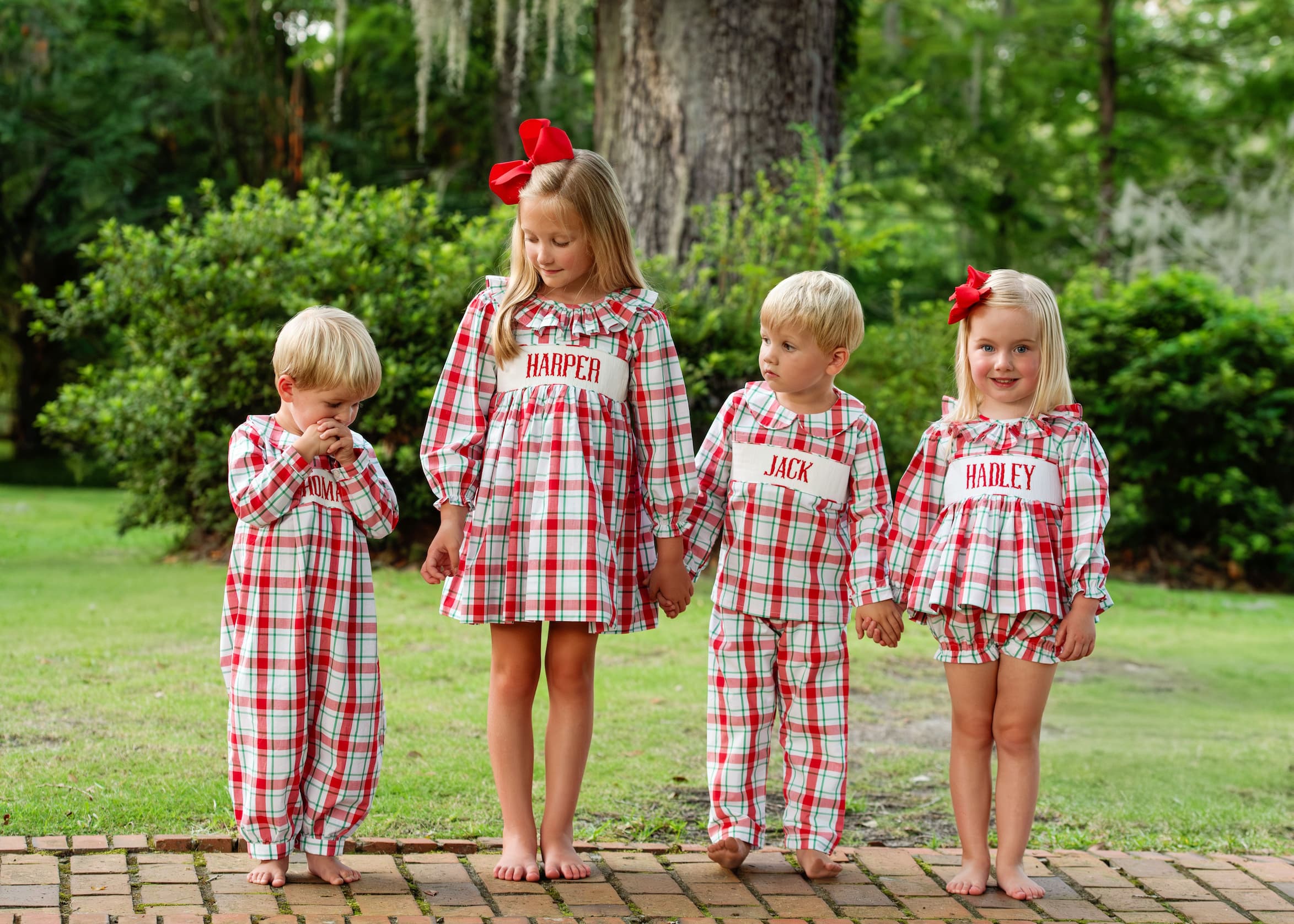 Holiday Plaid Custom Smocked Long Romper - Image 2
