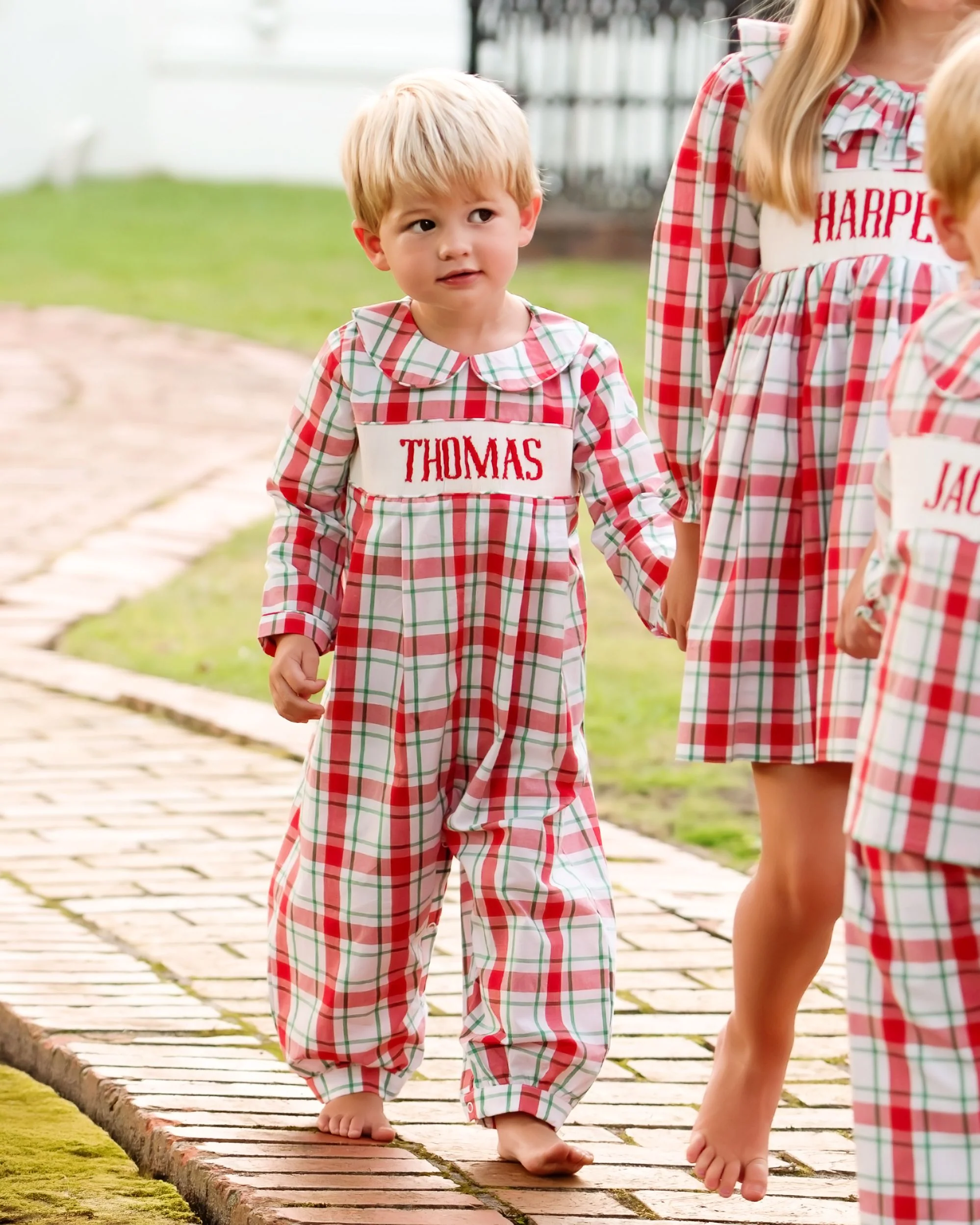 Holiday Plaid Custom Smocked Long Romper - Image 3