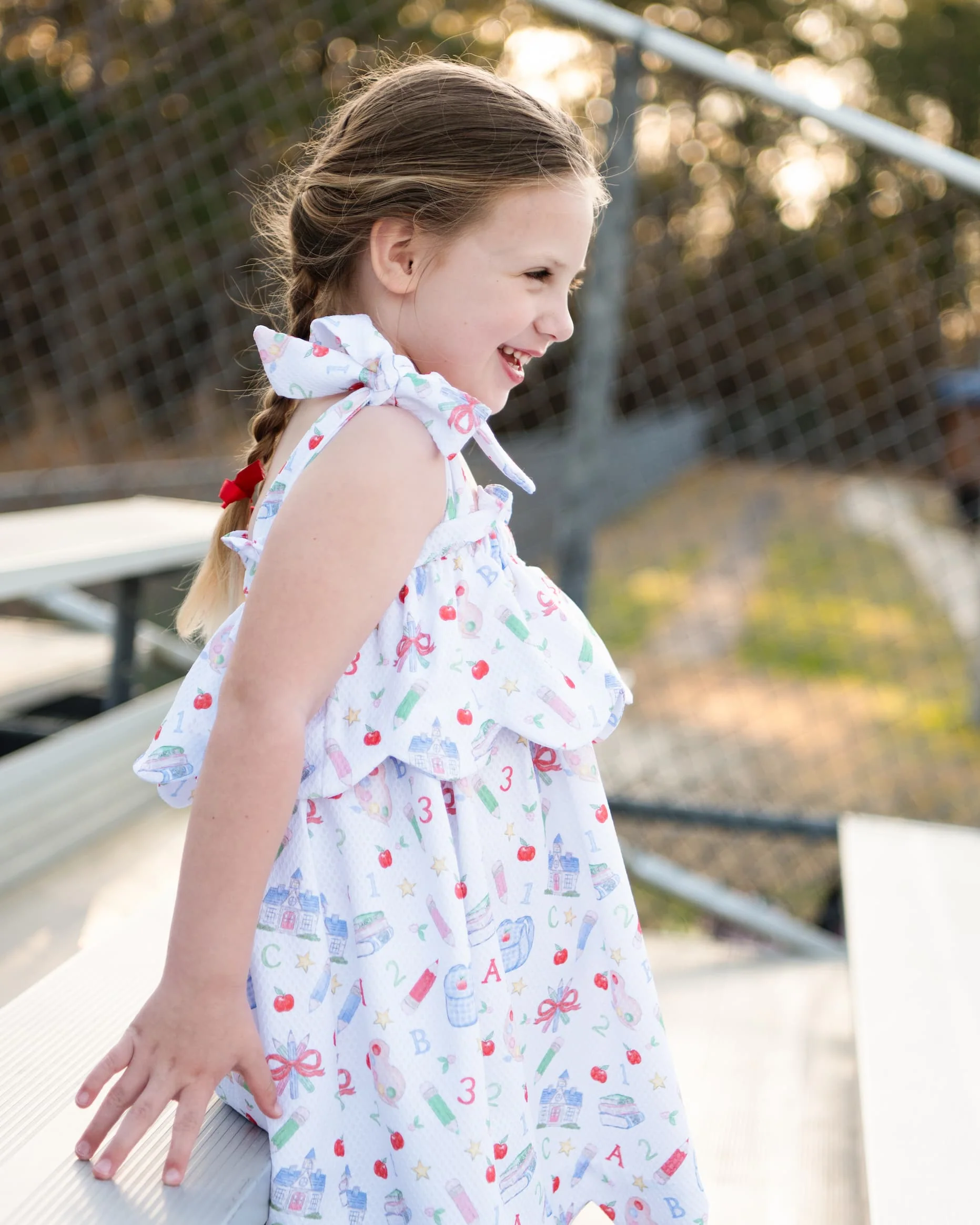 Honeycomb Shoulder Tie Back To School Dress - Image 2
