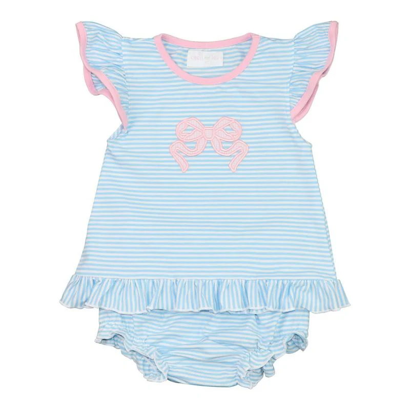 Knit Applique Bow Diaper Set