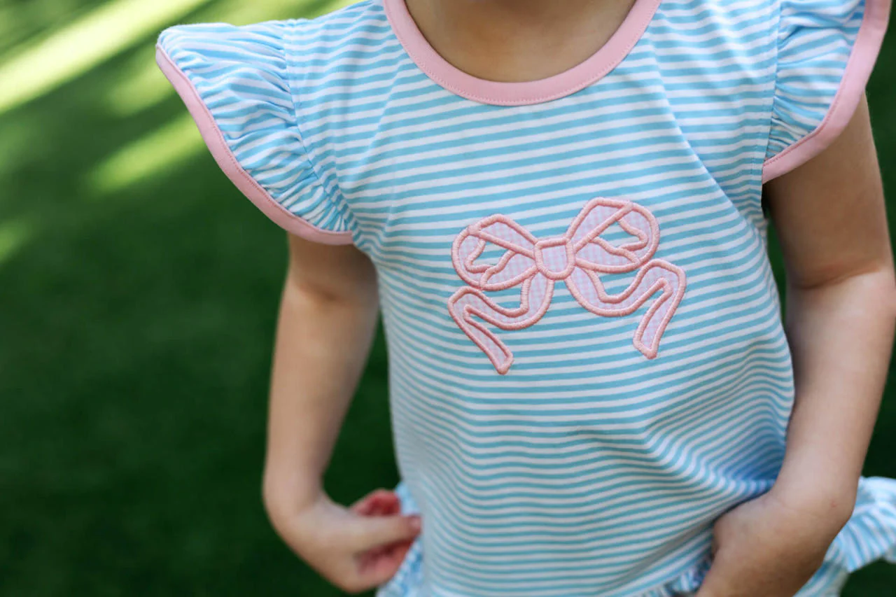 Knit Applique Bow Diaper Set - Image 2