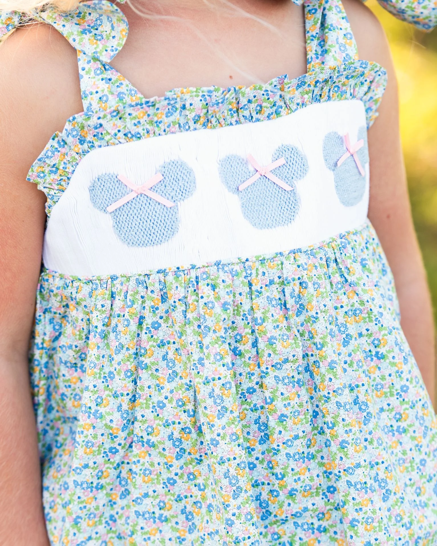 Mini Floral Smocked Mouse Ears Short Set - Image 3