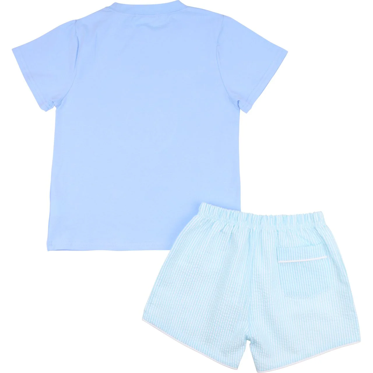 Mint And Blue Seersucker Mouse Ears Short Set - Image 2