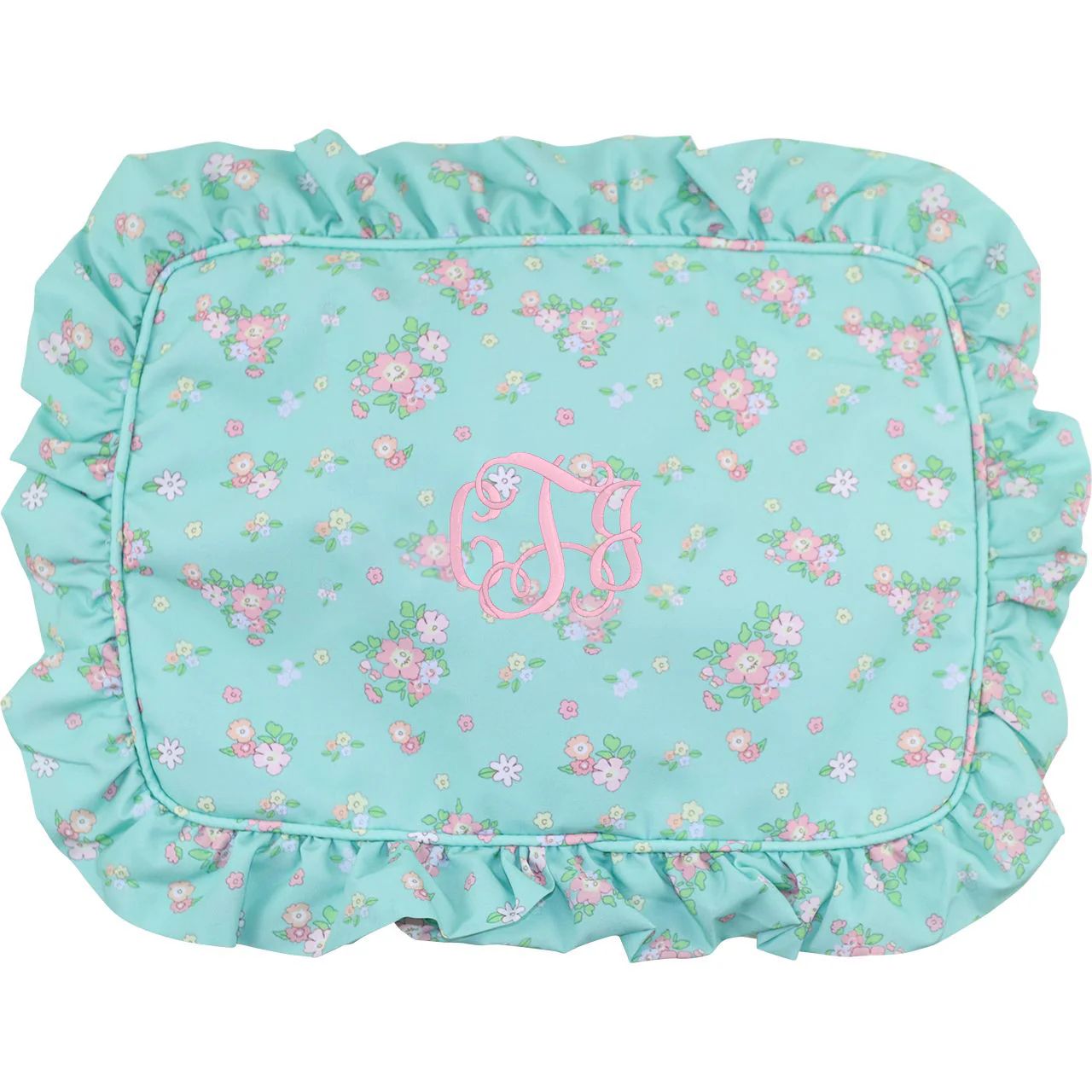 Mint Petite Floral Ruffle Zipper Pouch - Image 3