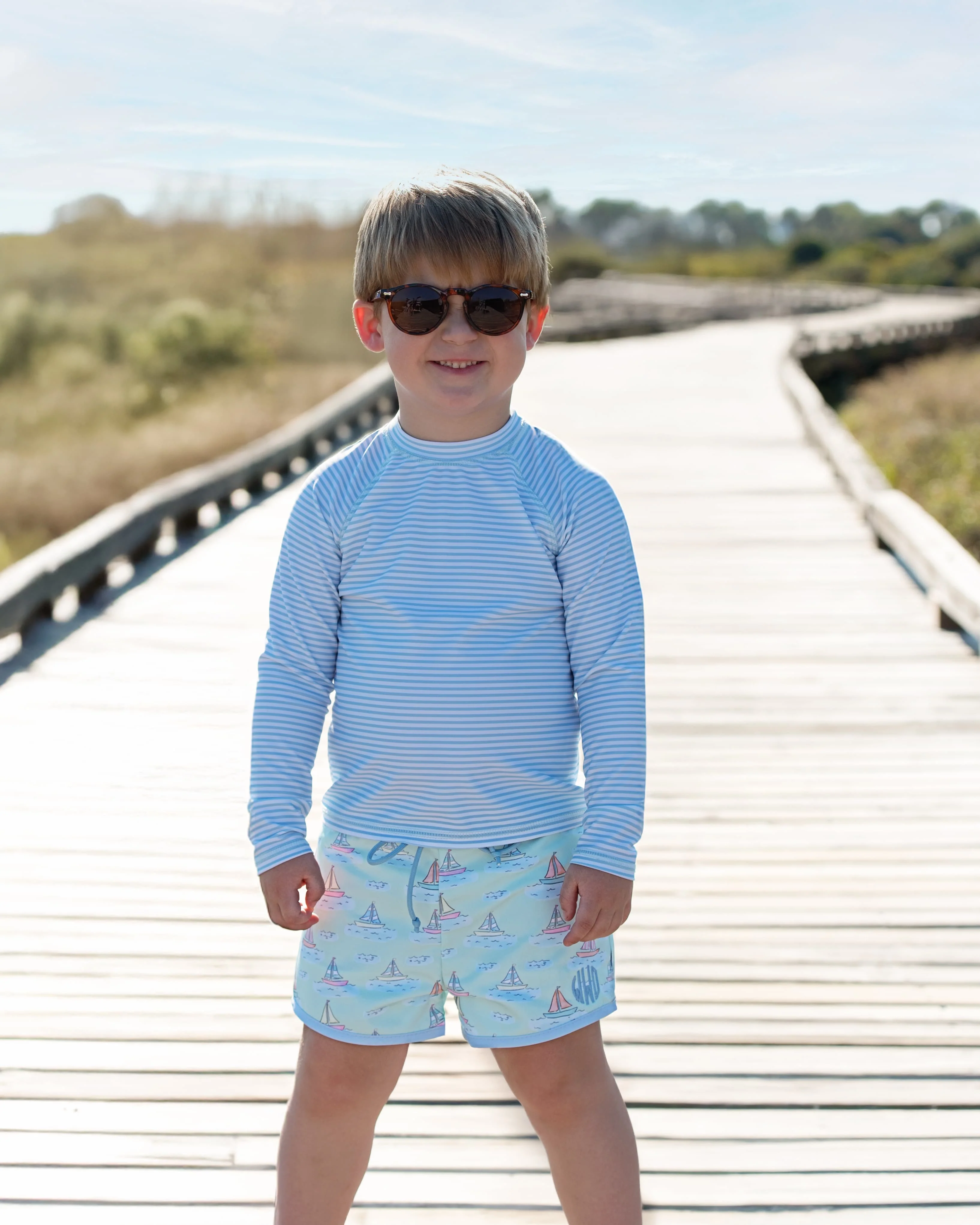 Mint Sailboat Swim Trunks - Image 2