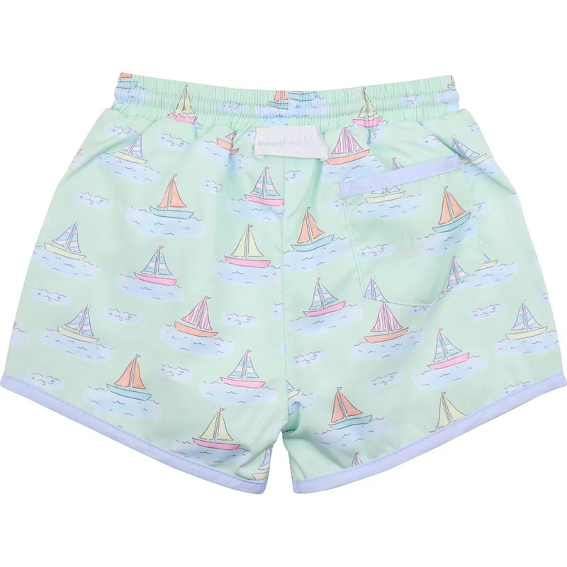Mint Sailboat Swim Trunks - Image 3