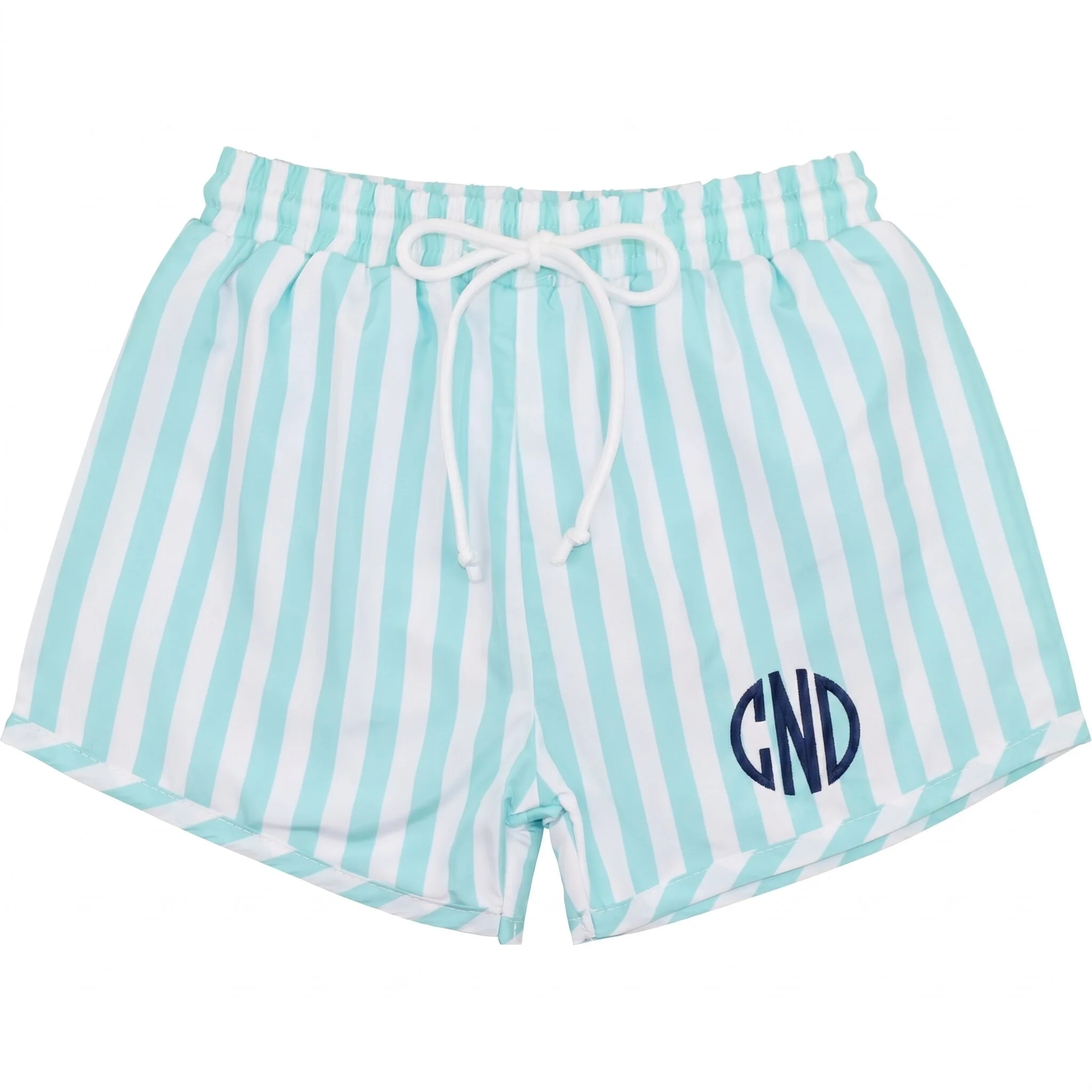 Mint Stripe Swim Trunks