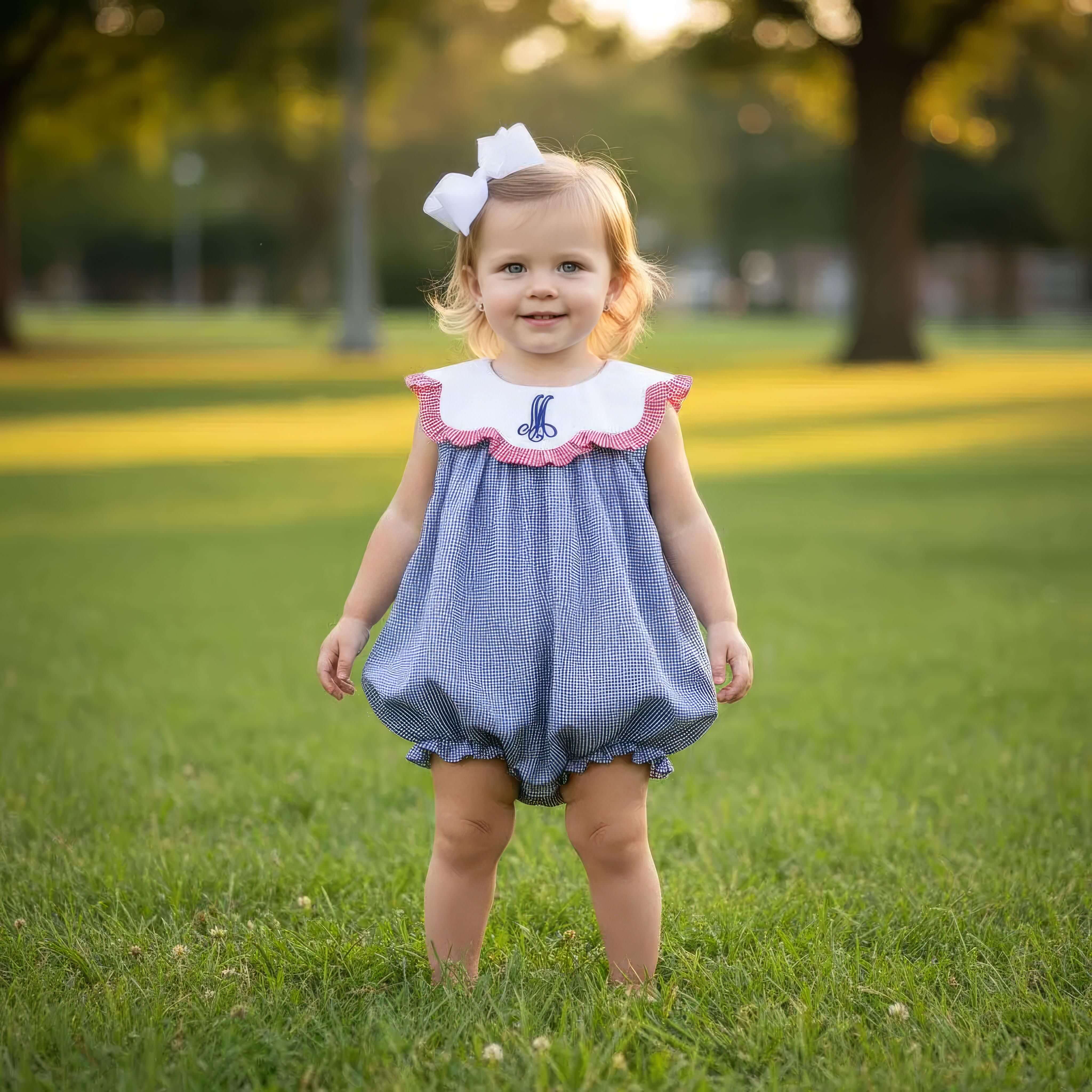 Navy And Red Gingham Bubble - Image 2