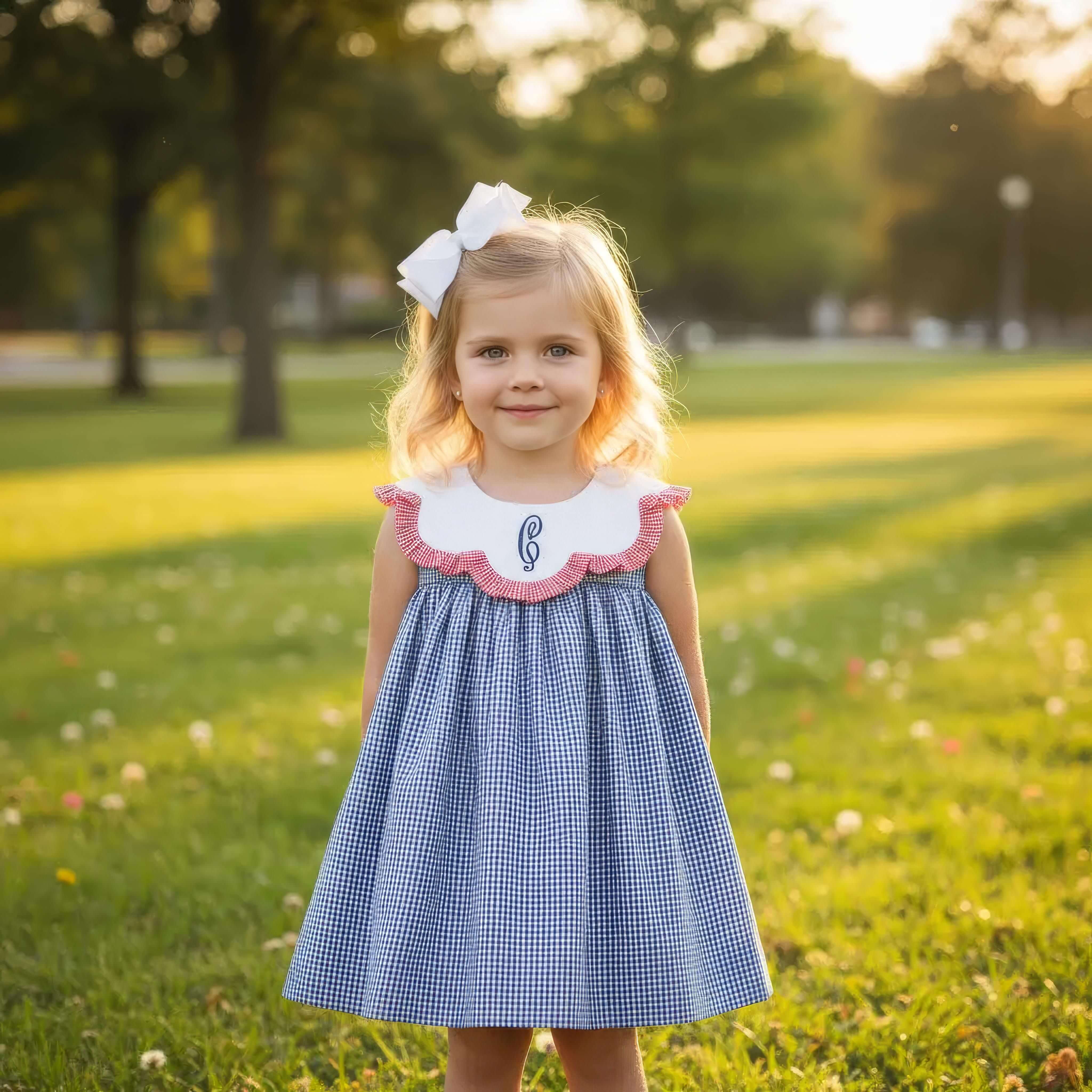 Navy And Red Gingham Dress - Image 2